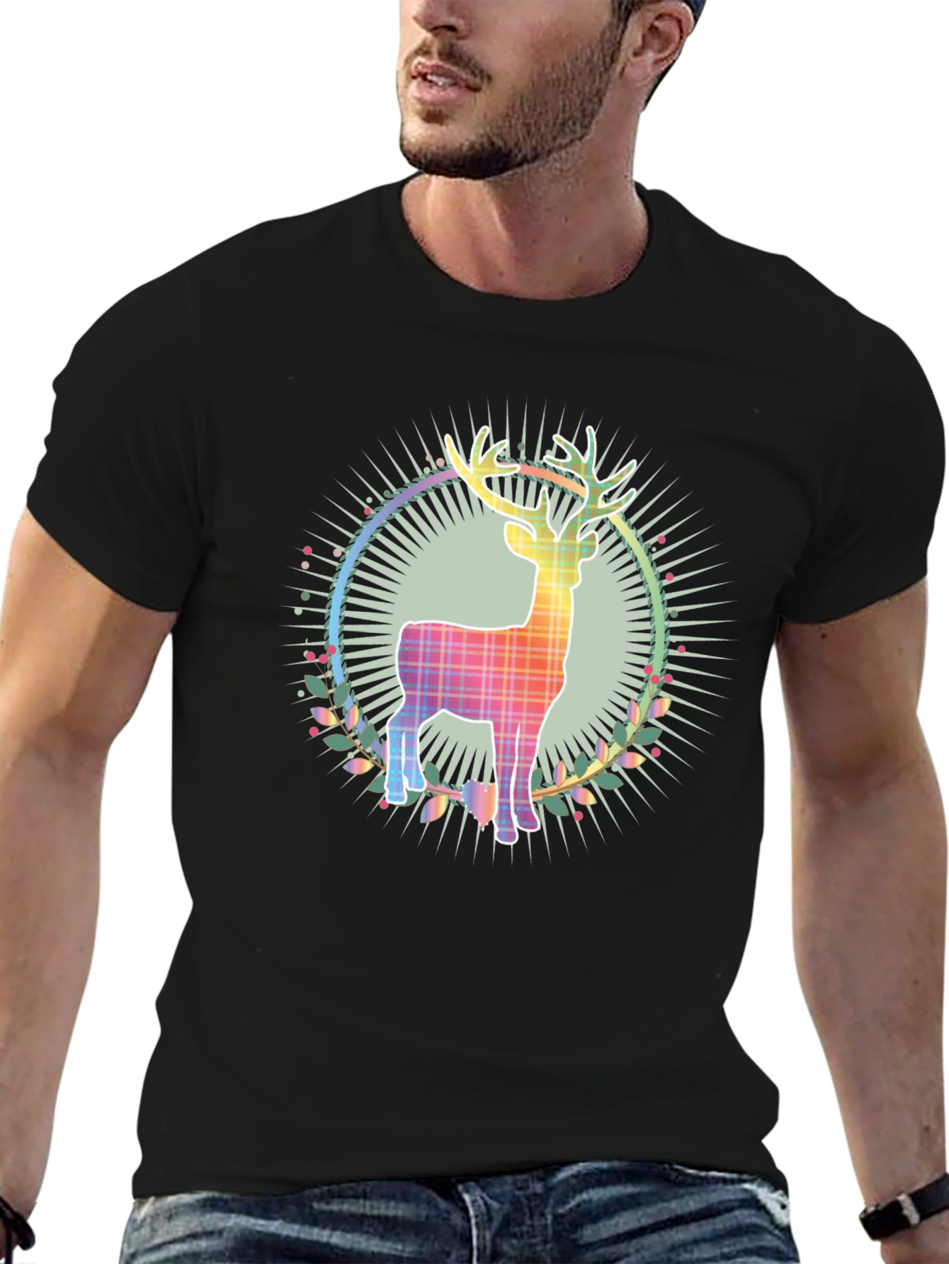 Festive Reindeer Graphic Tee - Holiday Style