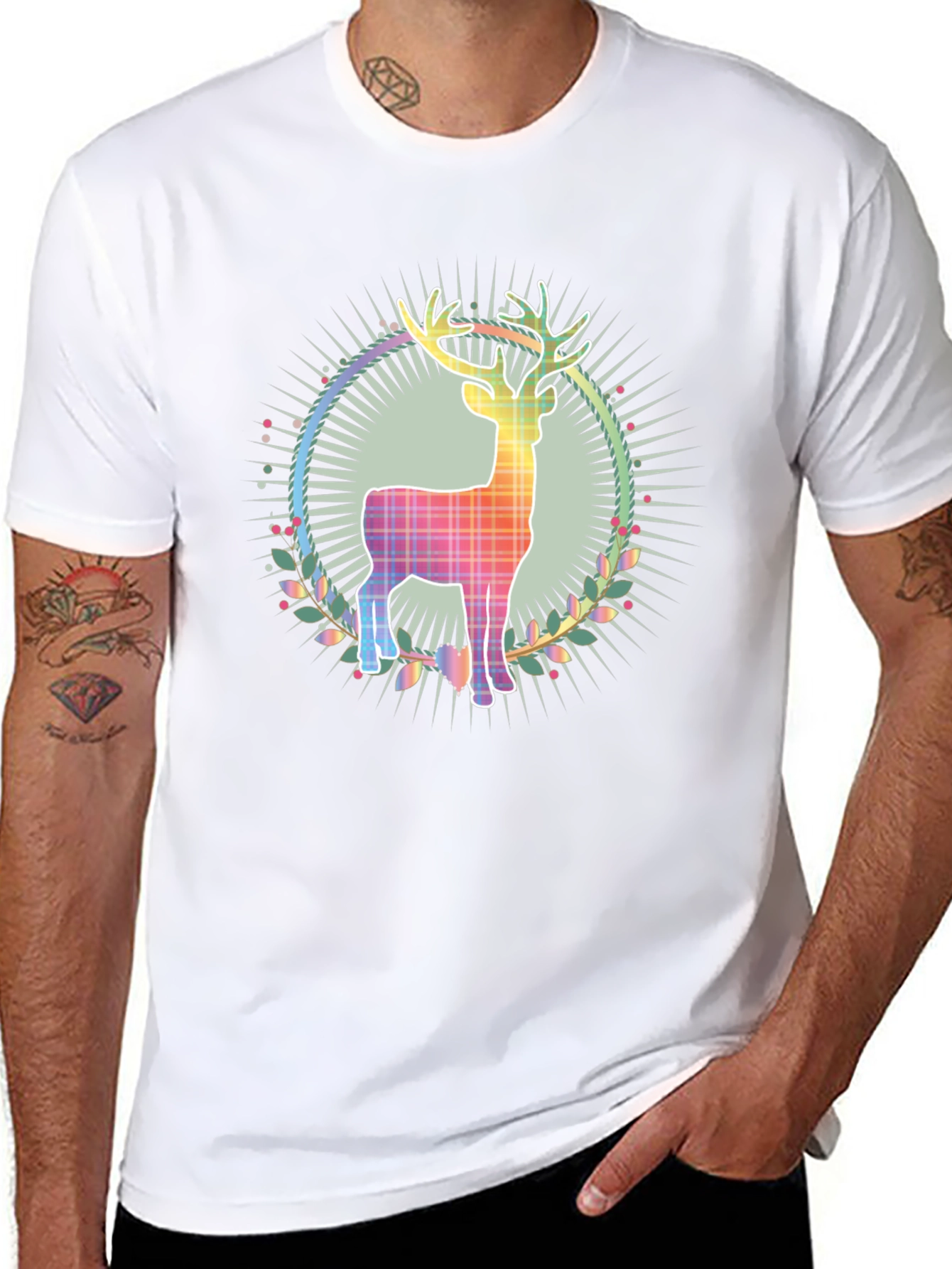 Festive Reindeer Graphic Tee - Holiday Style