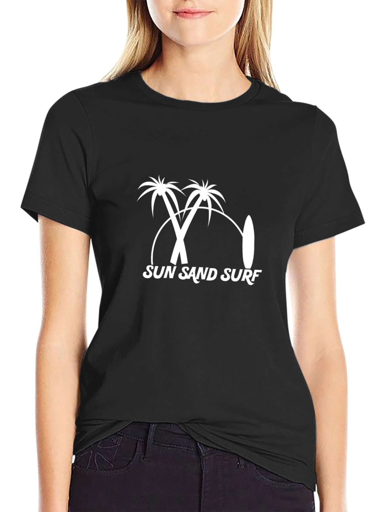 Sun Sand Surf Black T-Shirt