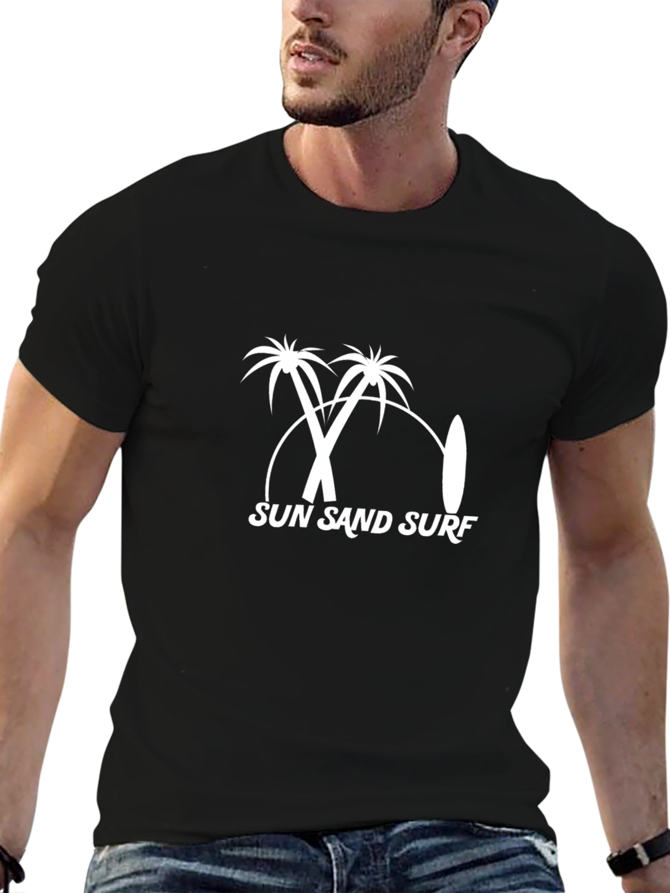 Sun Sand Surf Black T-Shirt