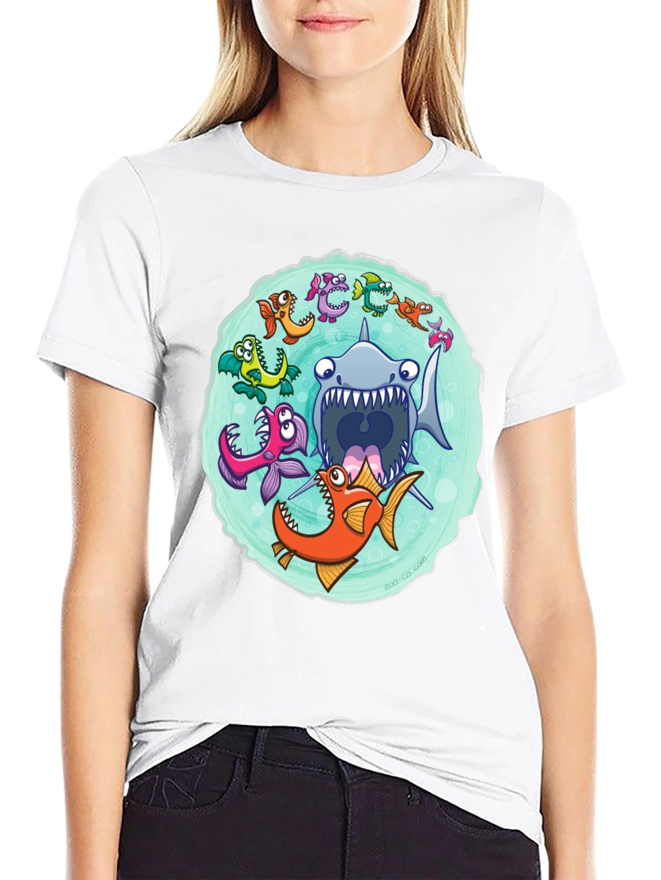 Shark Attack T-Shirt Cartoon Fish Graphic Tee