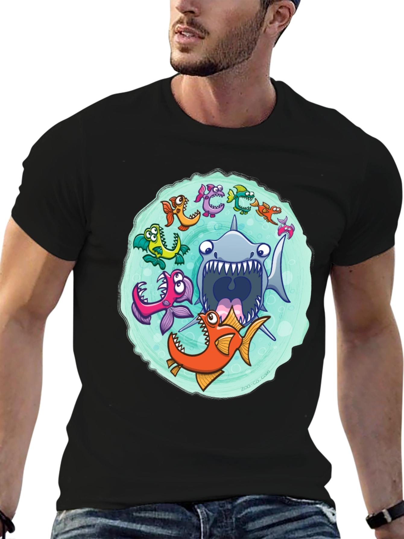 Shark Attack T-Shirt Cartoon Fish Graphic Tee