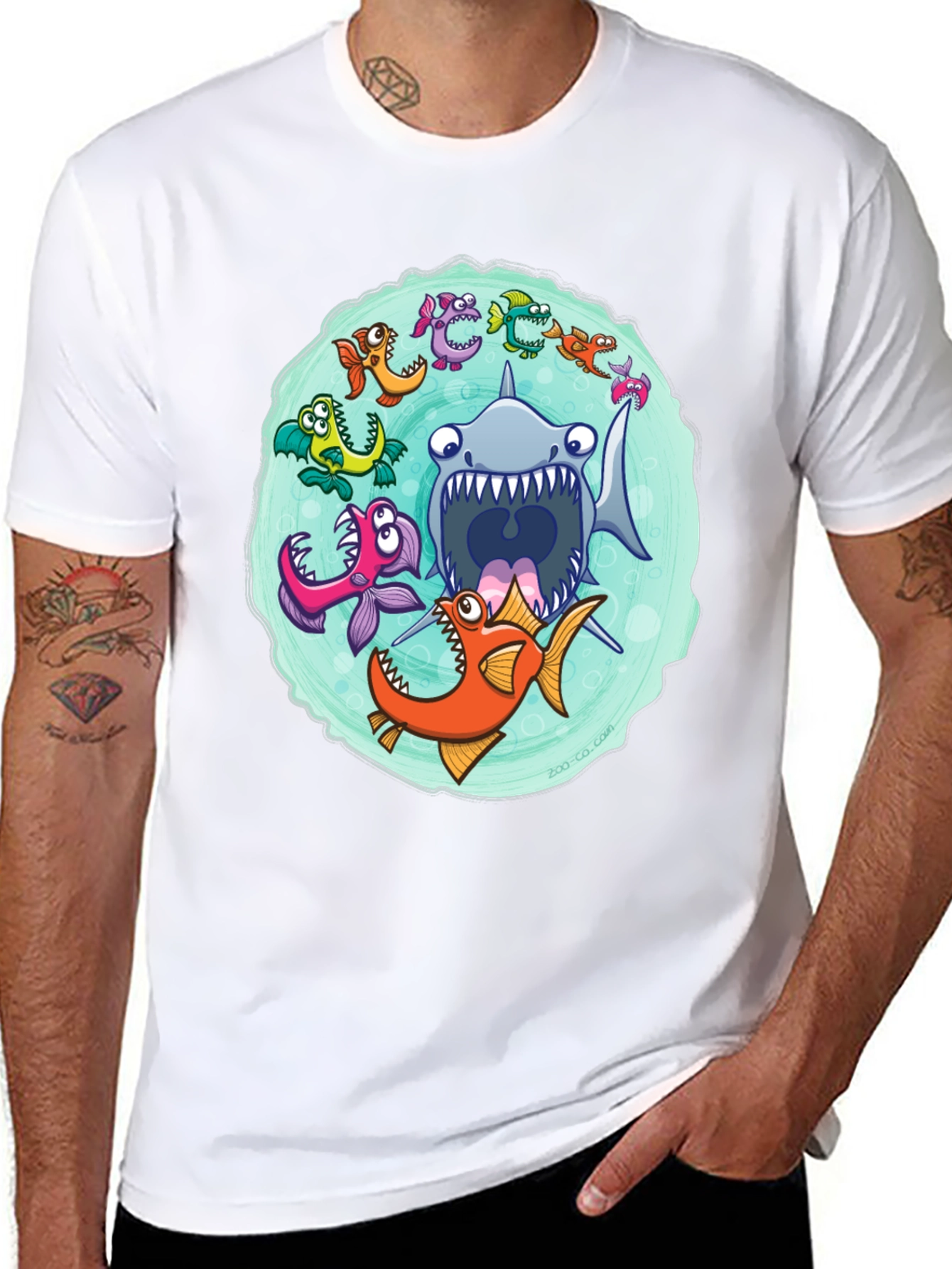 Shark Attack T-Shirt Cartoon Fish Graphic Tee