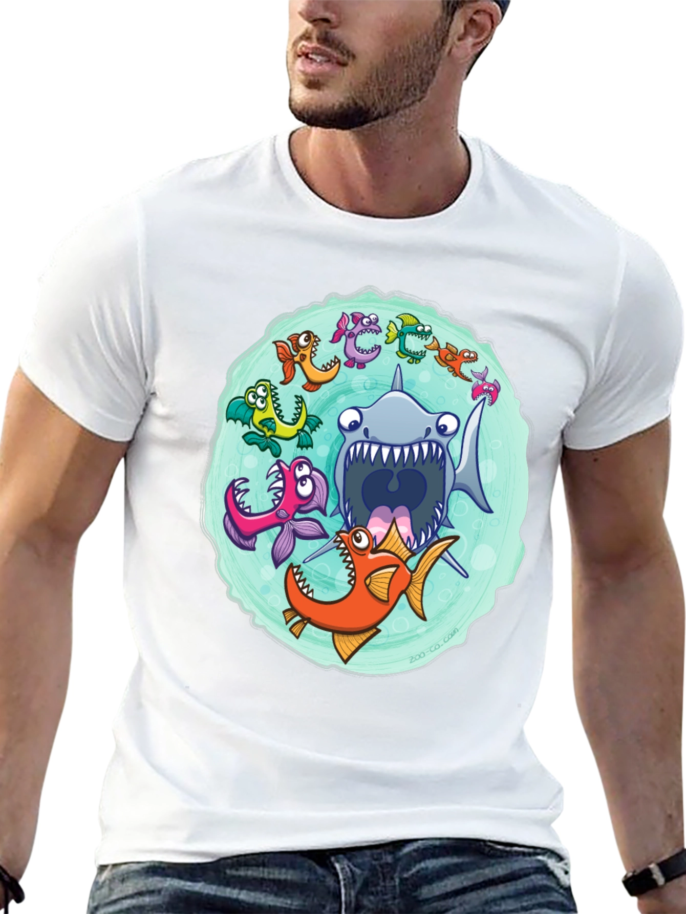 Shark Attack T-Shirt Cartoon Fish Graphic Tee