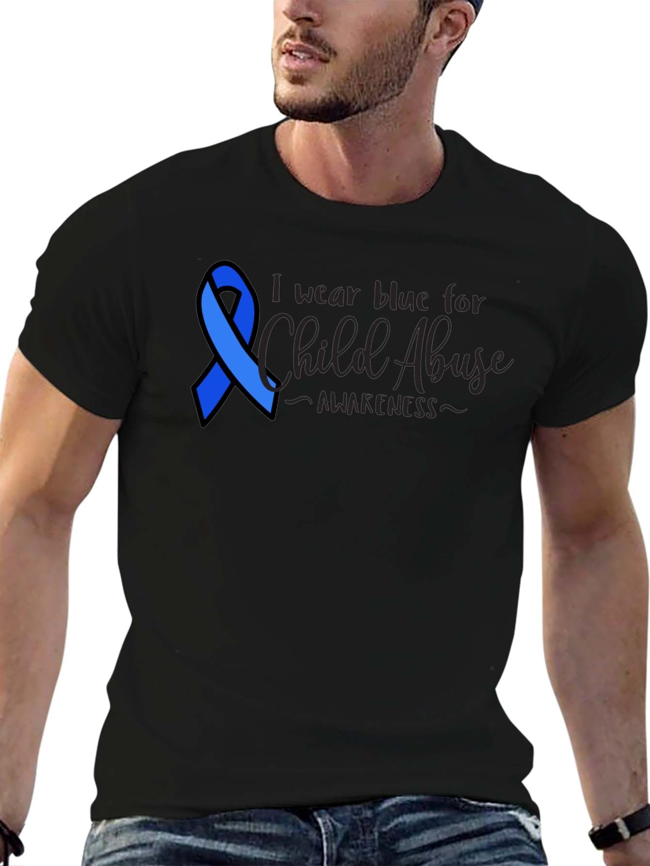 Child Abuse Awareness Blue Ribbon Tee