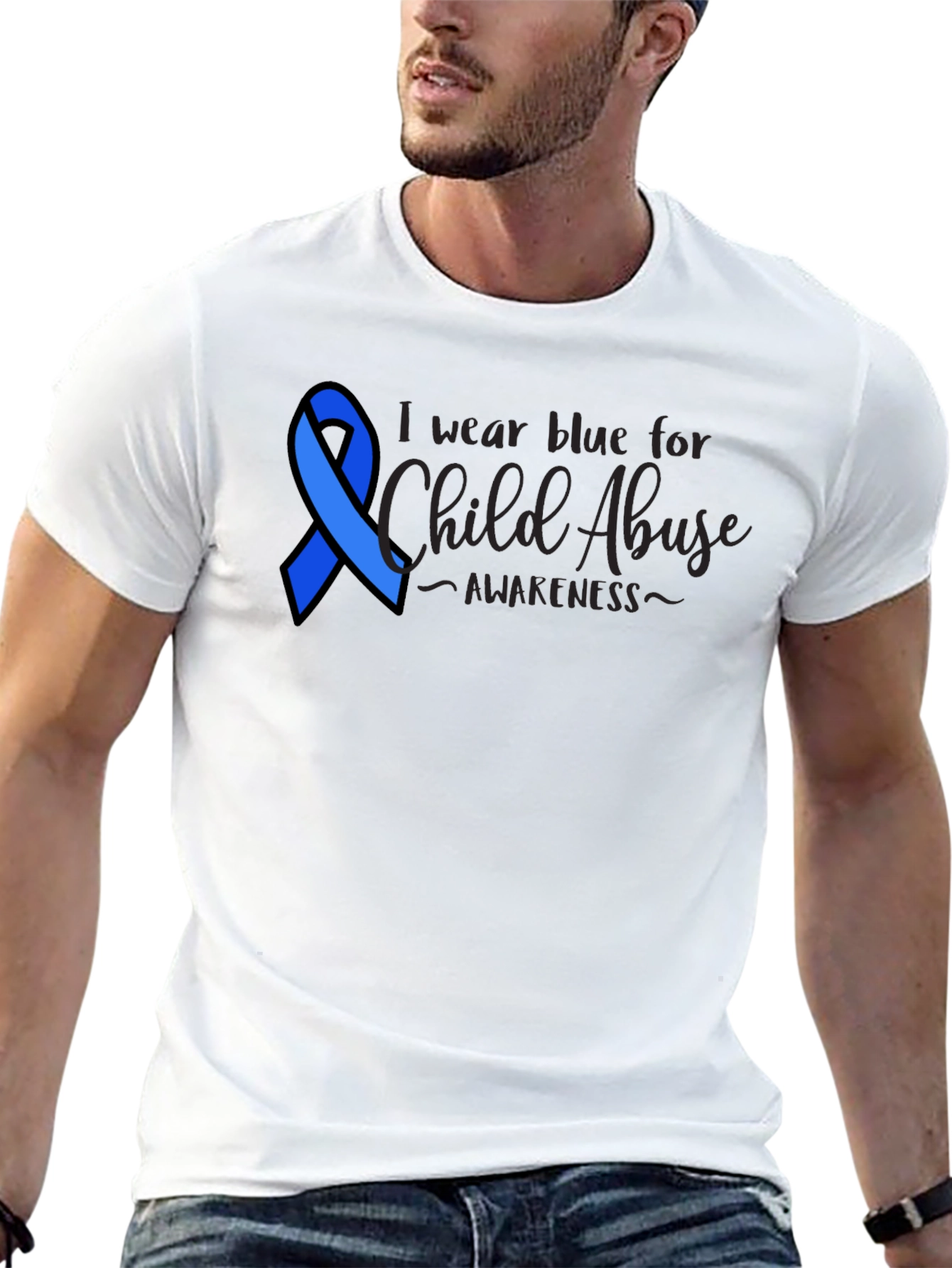Child Abuse Awareness Blue Ribbon Tee