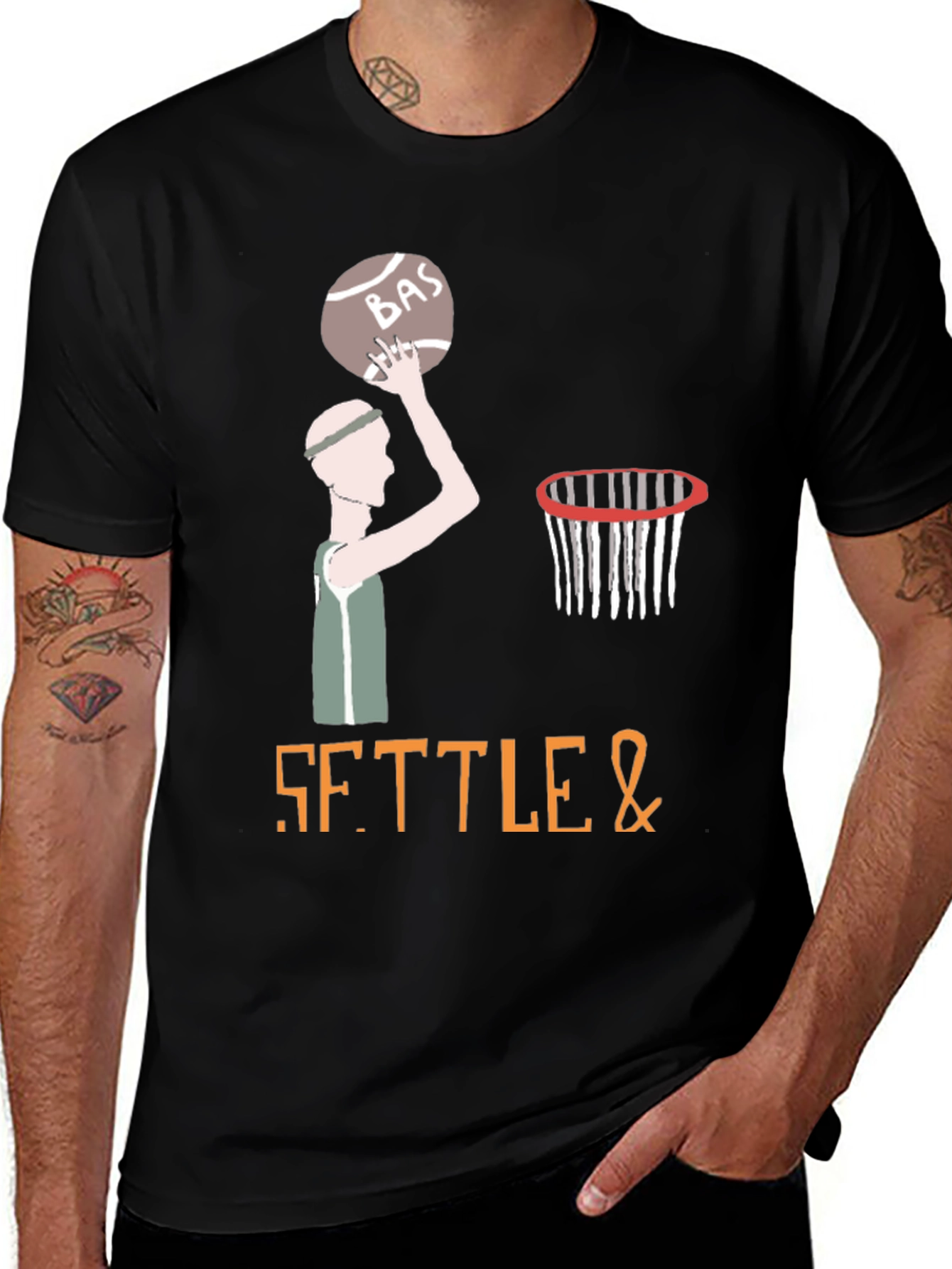 Settle & Basketball Graphic T-Shirt