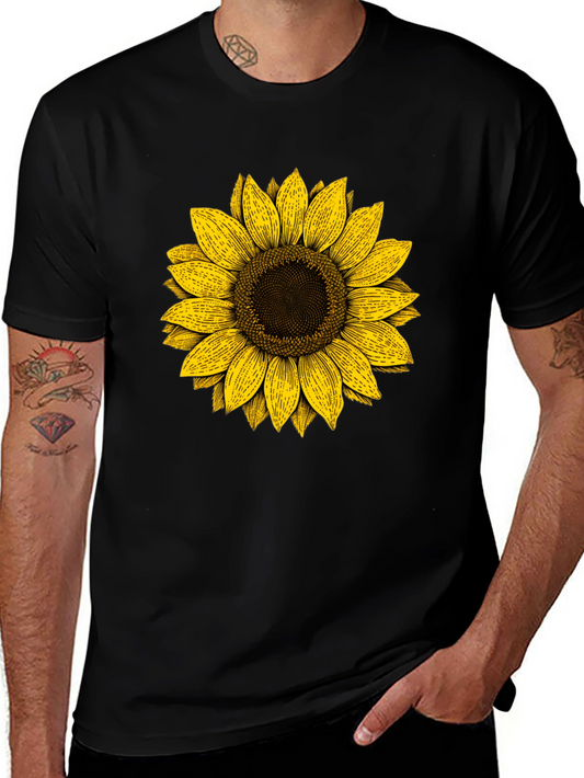Sunflower Graphic Print Black T-Shirt