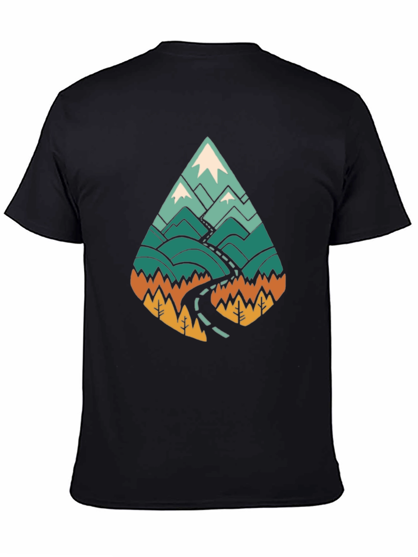 Mountain Road Trip Graphic T-Shirt - Black