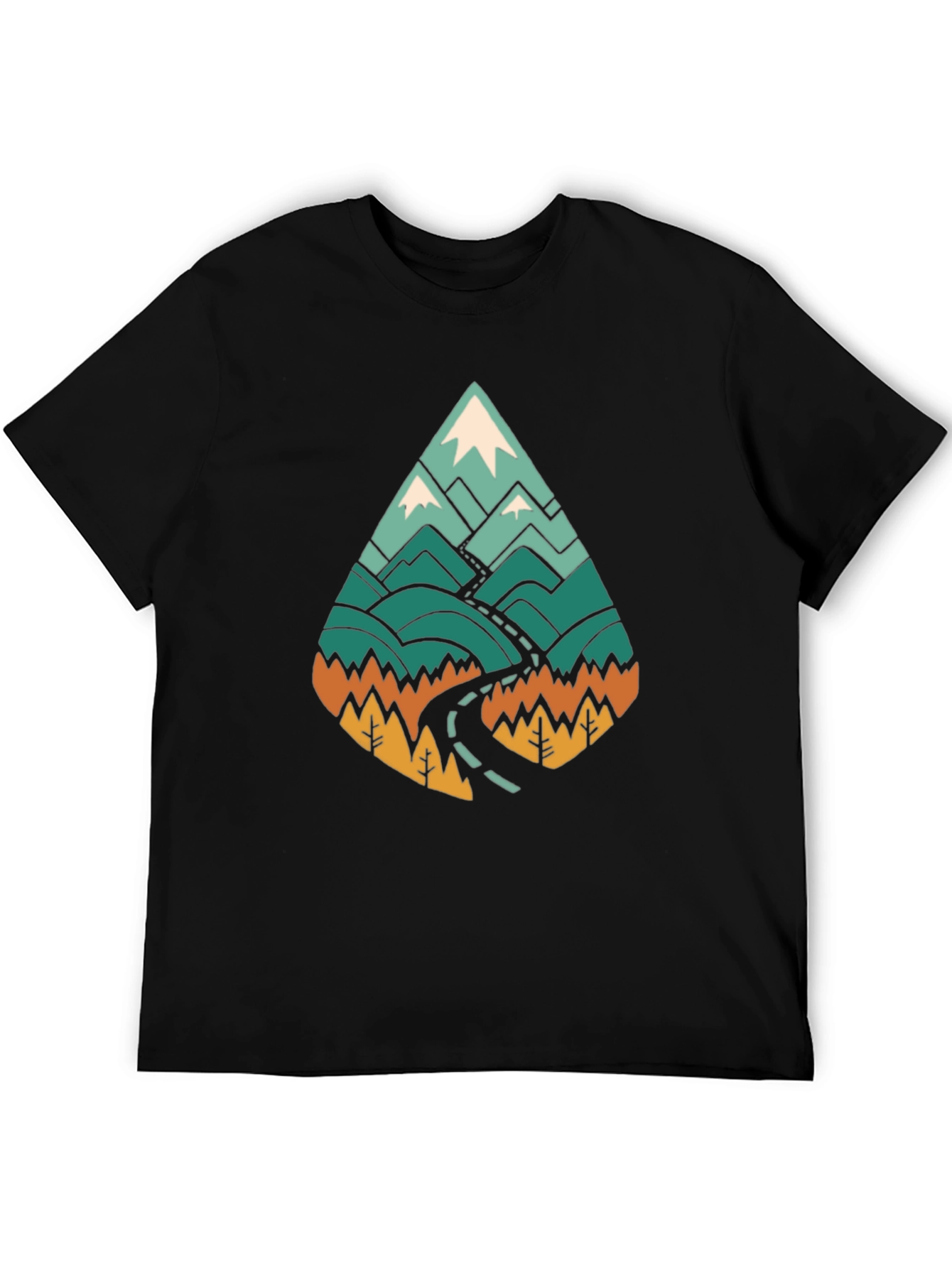 Mountain Road Trip Graphic T-Shirt - Black