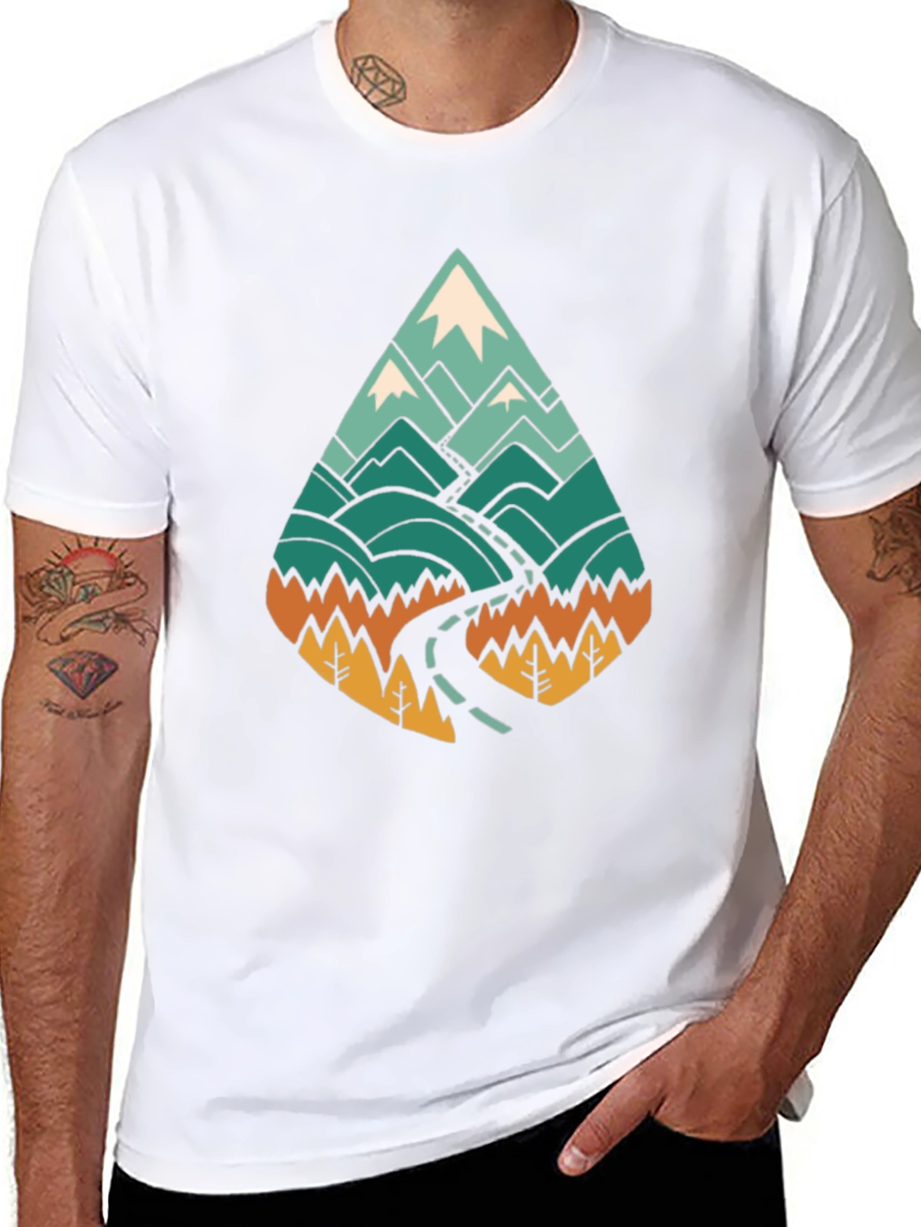 Mountain Road Trip Graphic T-Shirt - Black