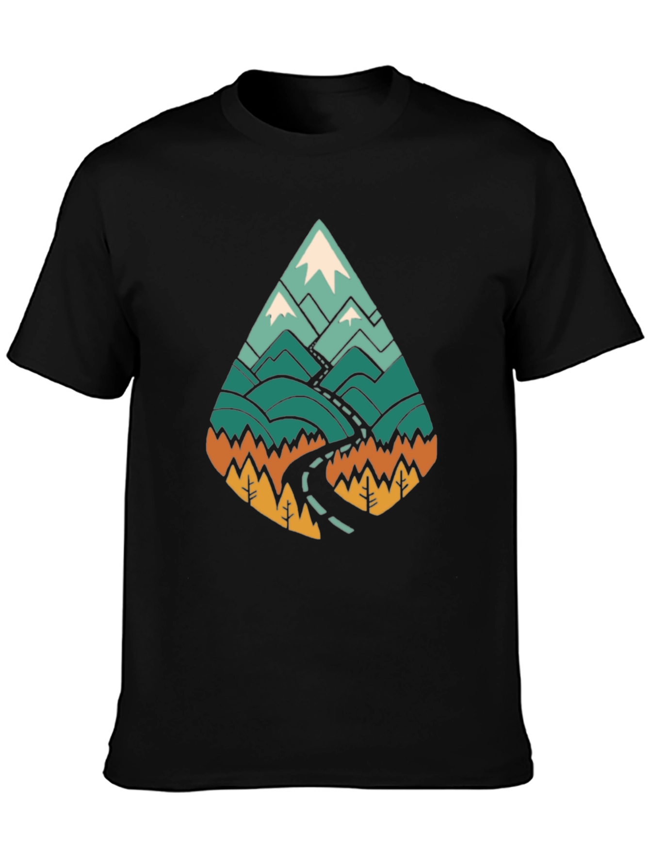 Mountain Road Trip Graphic T-Shirt - Black