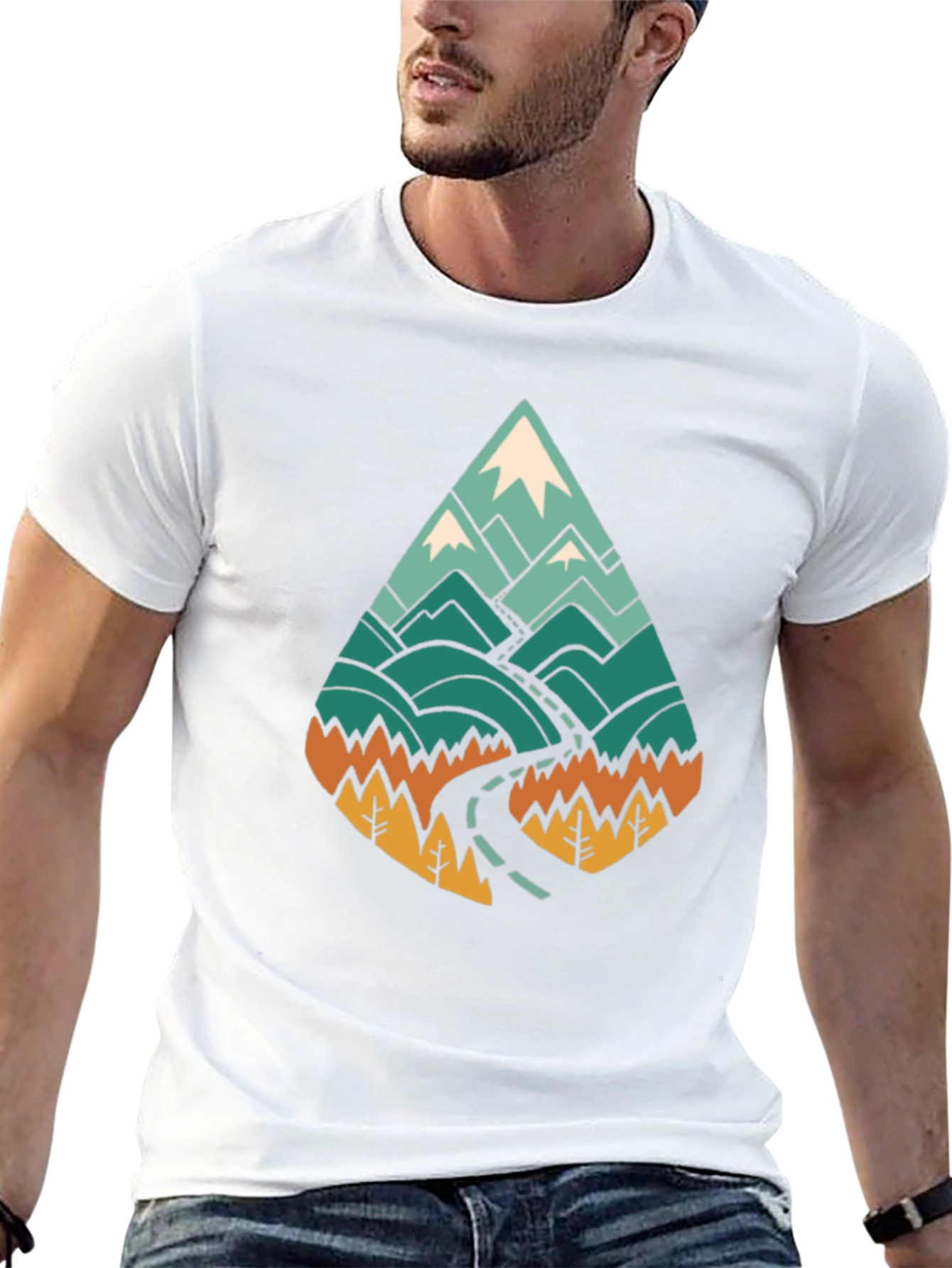 Mountain Road Trip Graphic T-Shirt - Black