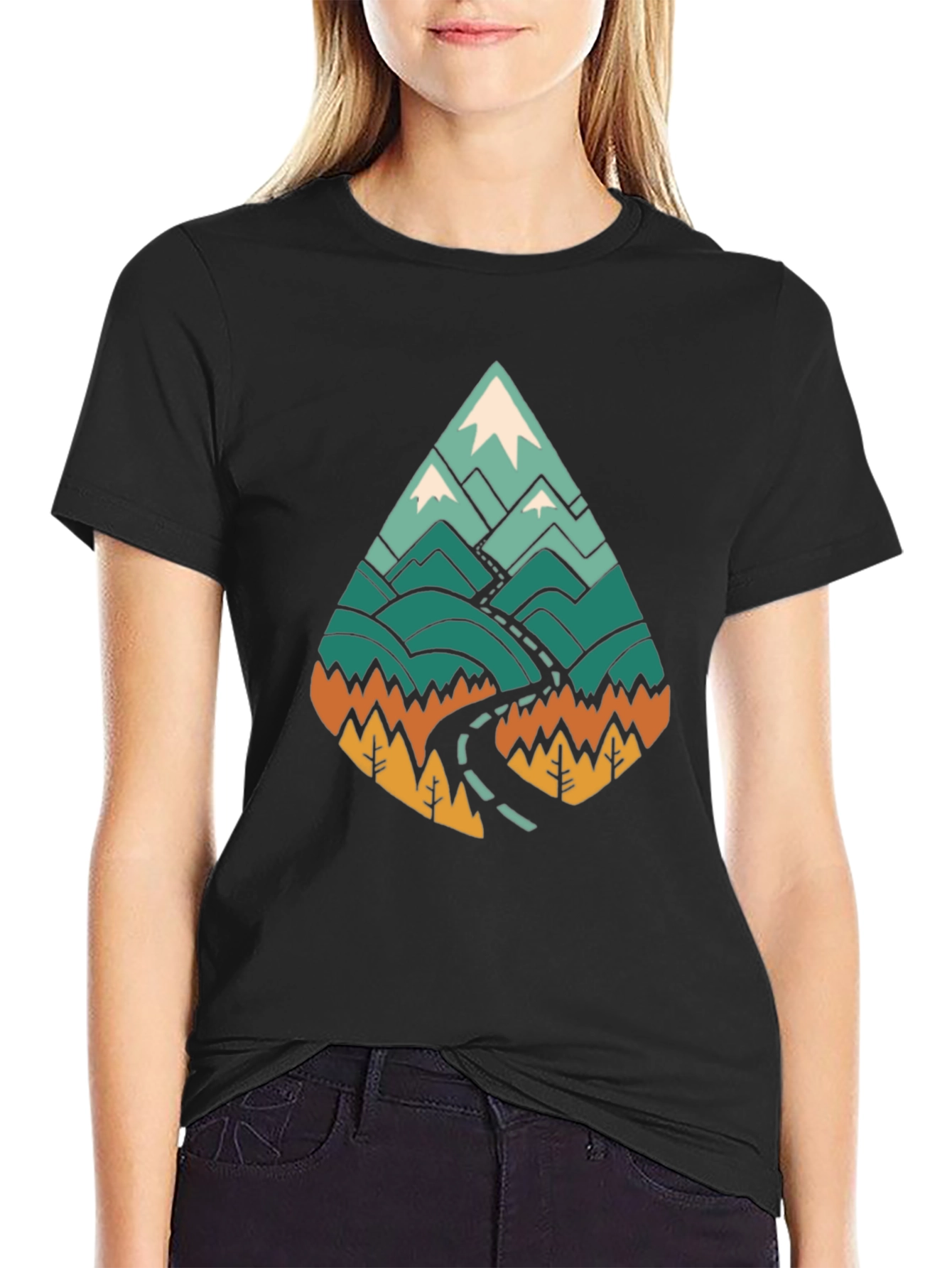 Mountain Road Trip Graphic T-Shirt - Black