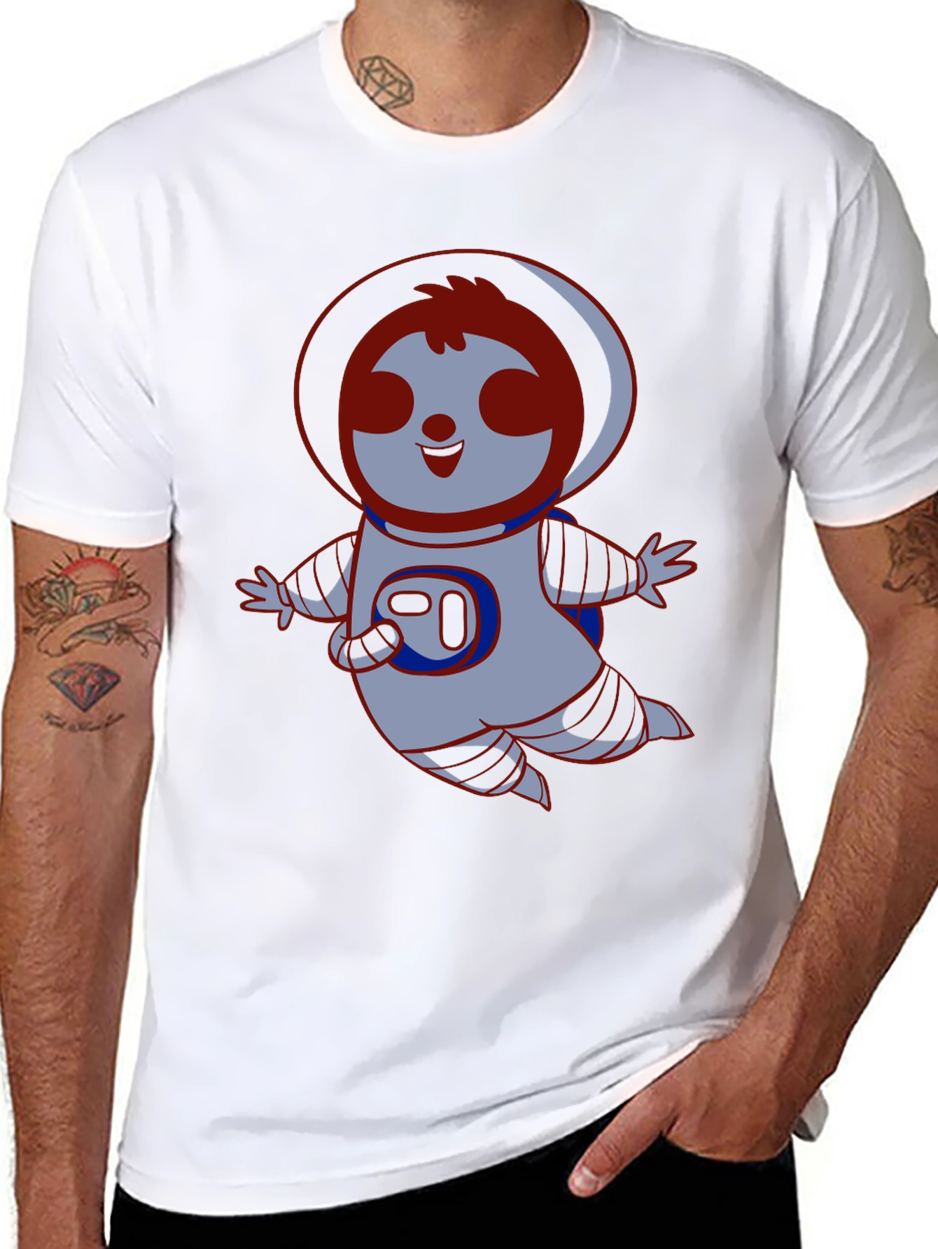 Sloth Astronaut Black T-Shirt