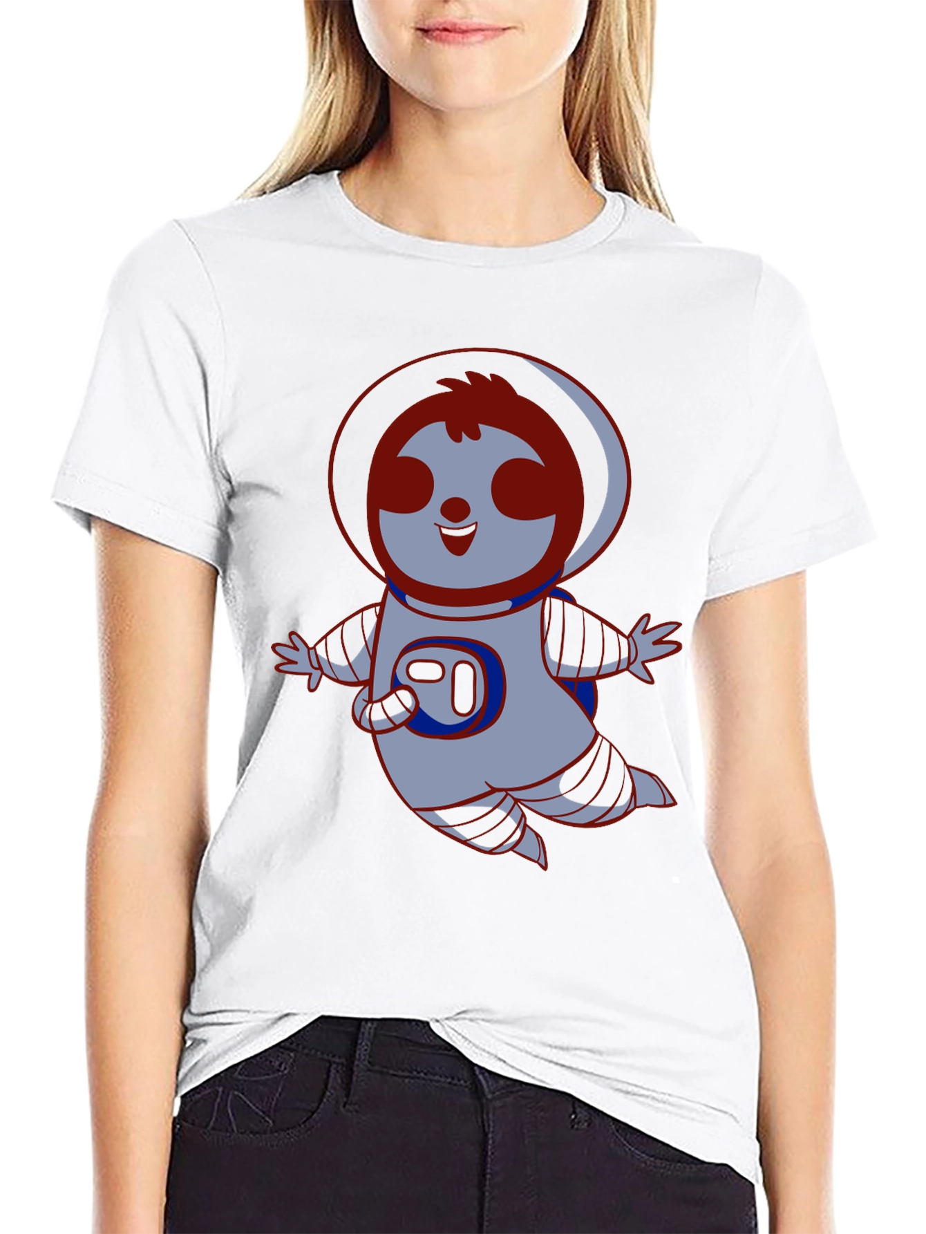Sloth Astronaut Black T-Shirt