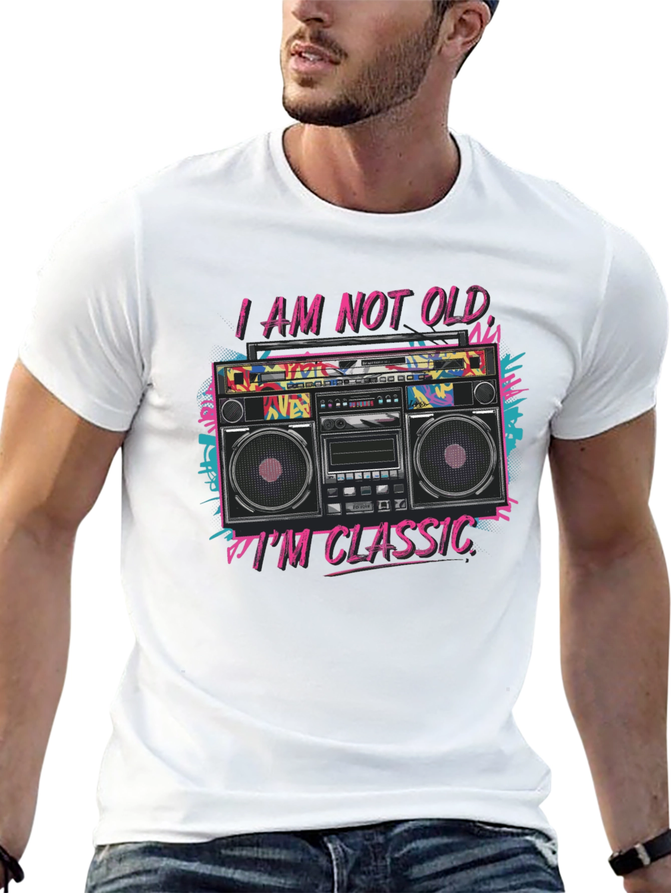 Retro Boombox Graphic Tee - Im Classic