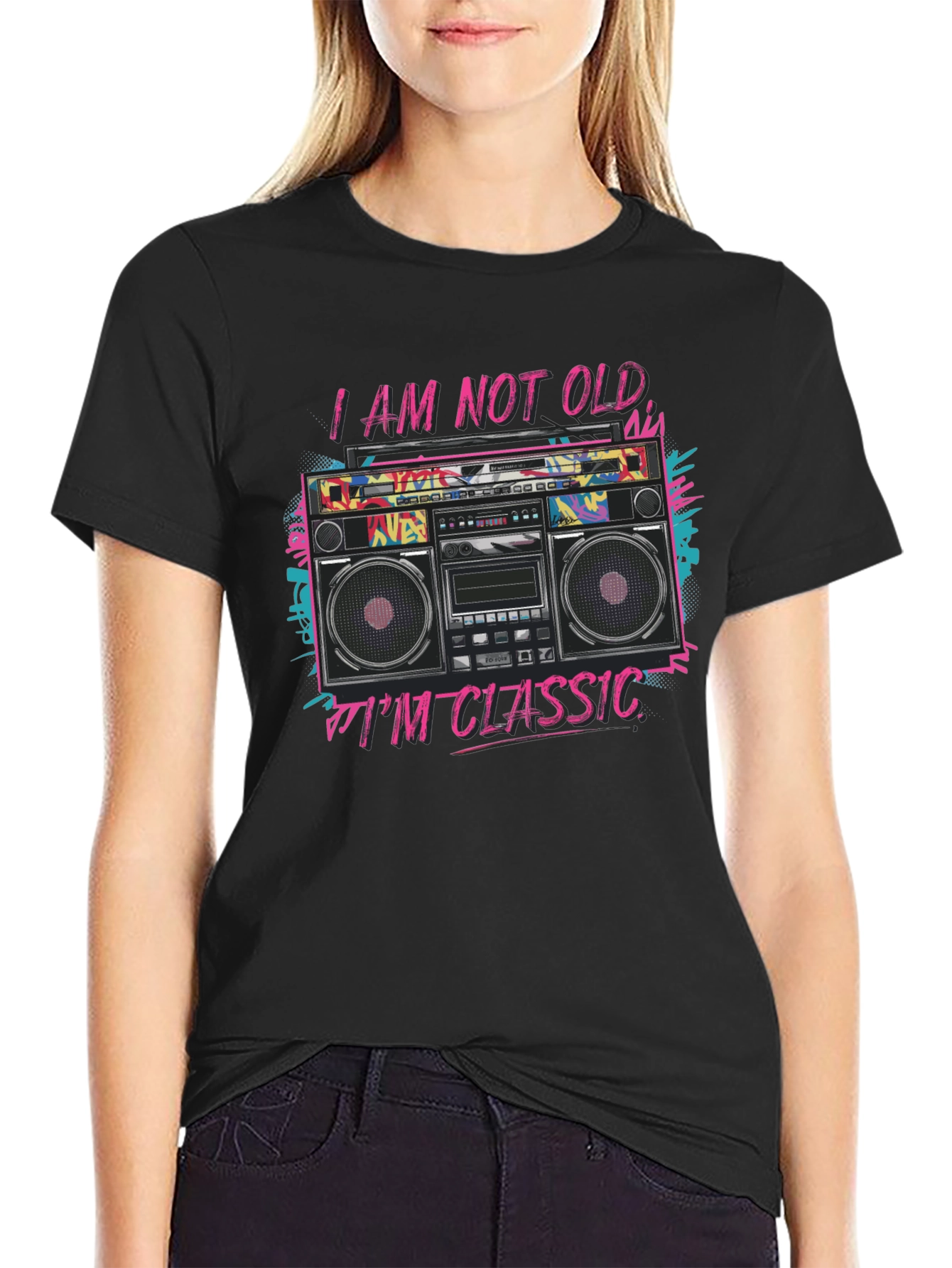Retro Boombox Graphic Tee - Im Classic