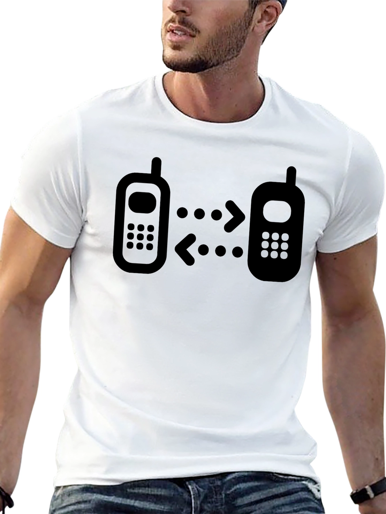 Retro Phone Call T-Shirt - Black