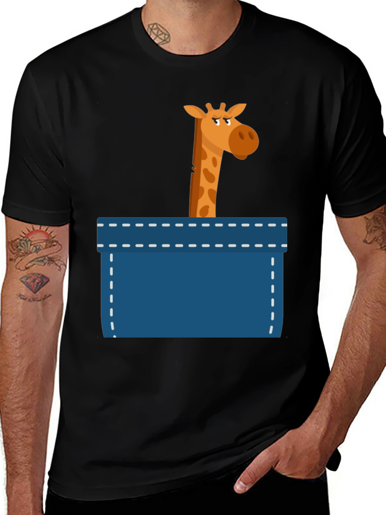 Giraffe Pocket Graphic T-Shirt