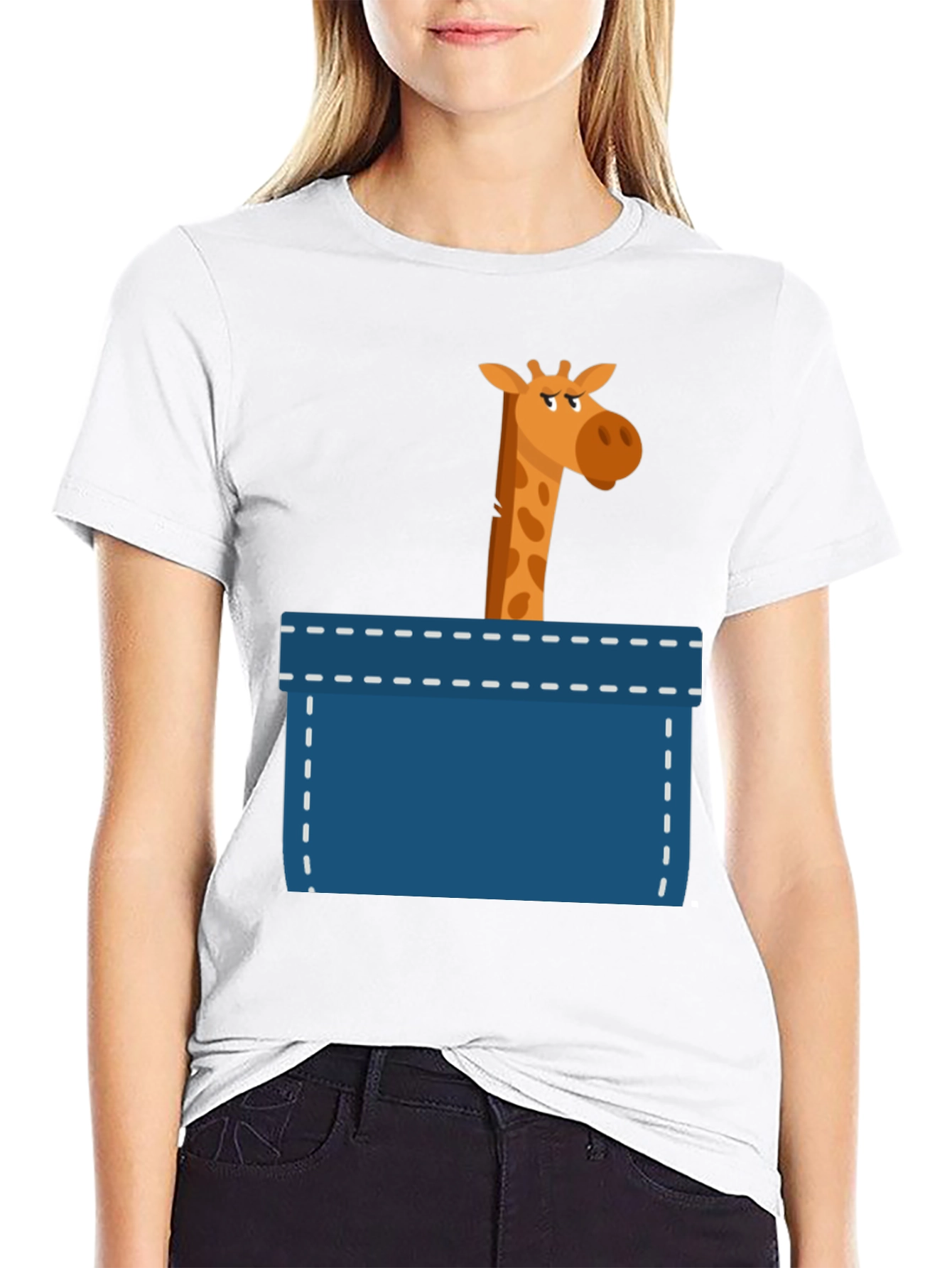 Giraffe Pocket Graphic T-Shirt