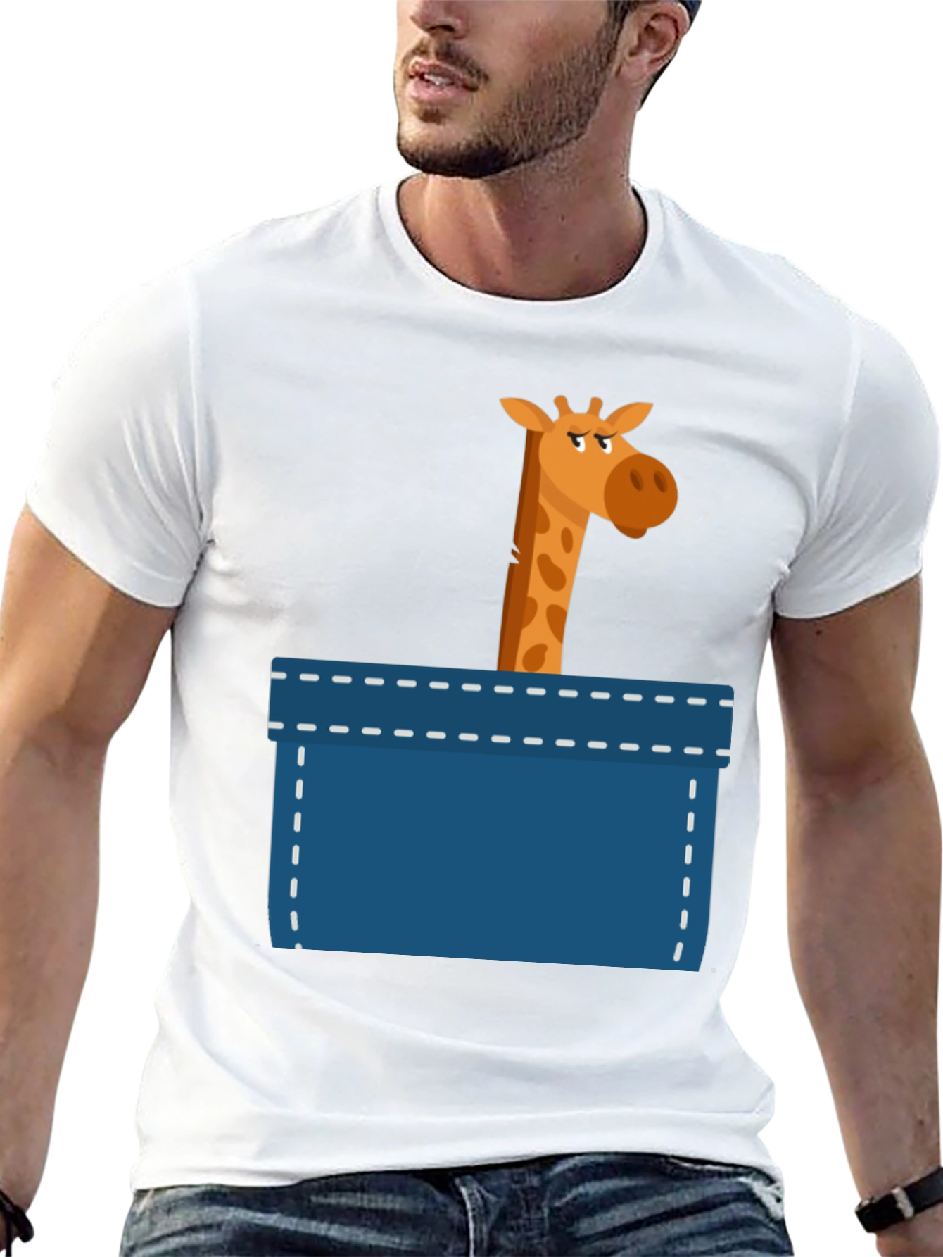 Giraffe Pocket Graphic T-Shirt