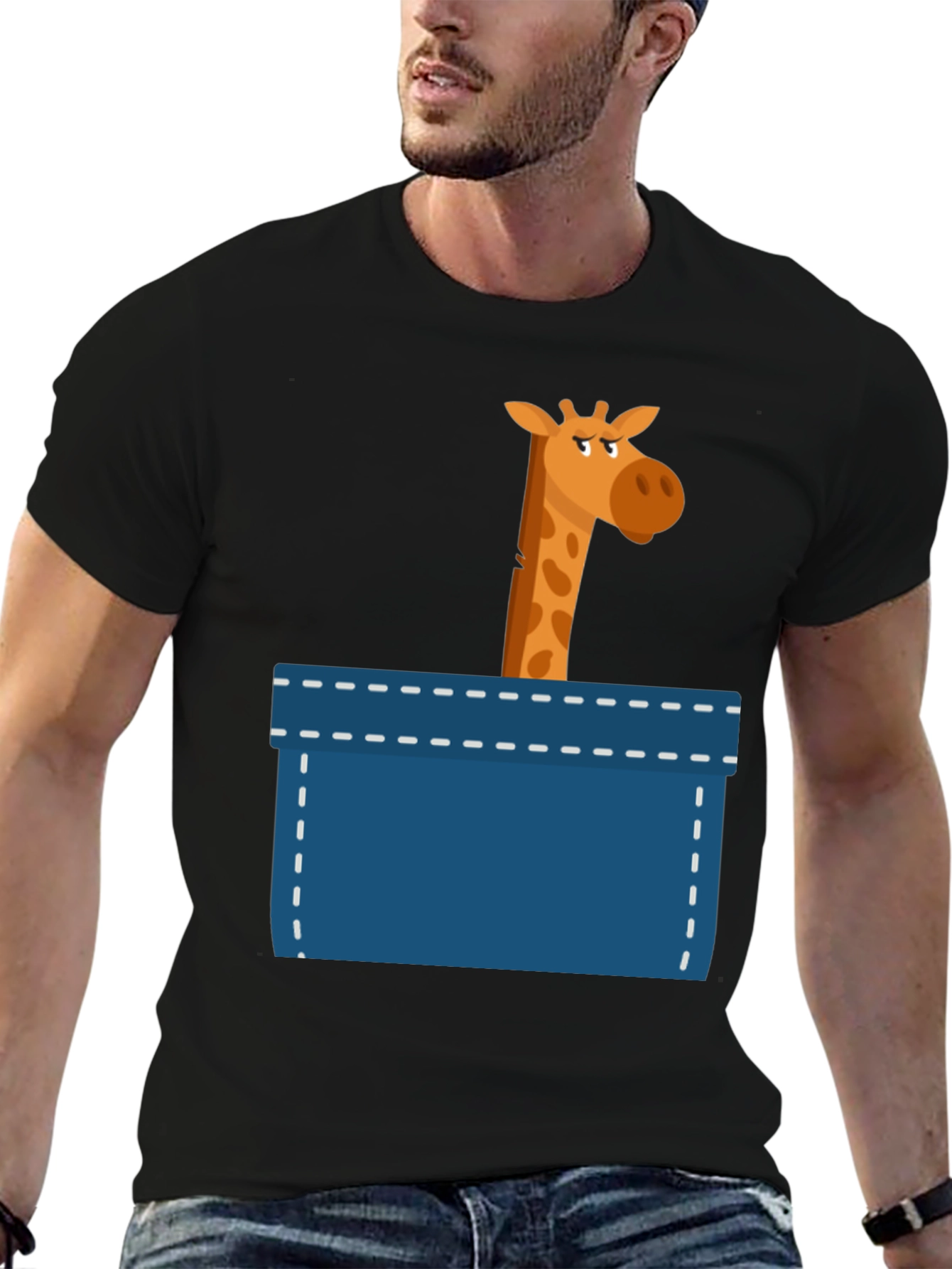 Giraffe Pocket Graphic T-Shirt
