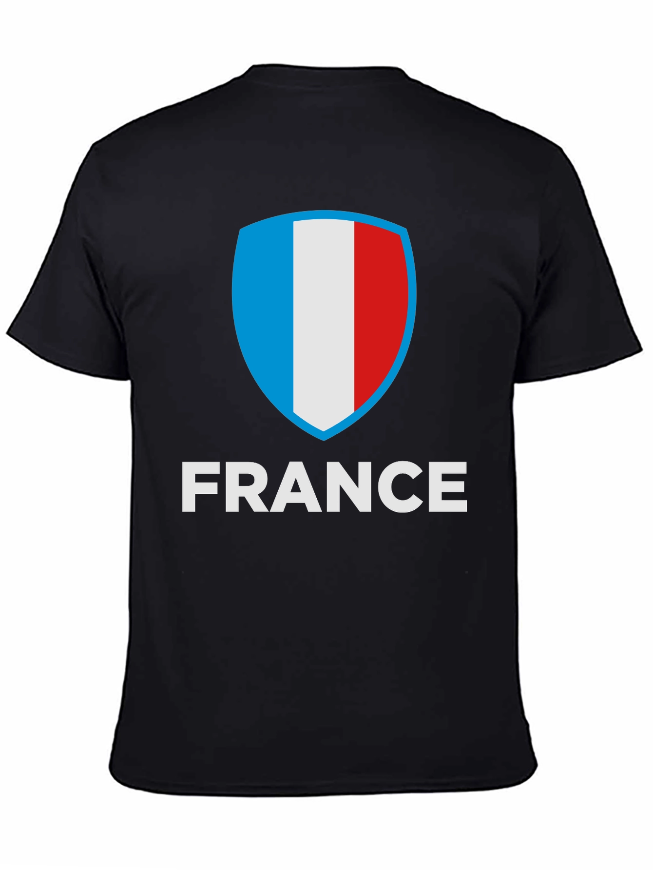 France Flag Shield Graphic Tee - Black Cotton Shirt