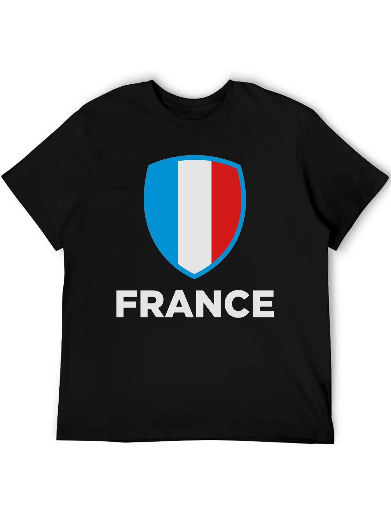 France Flag Shield Graphic Tee - Black Cotton Shirt
