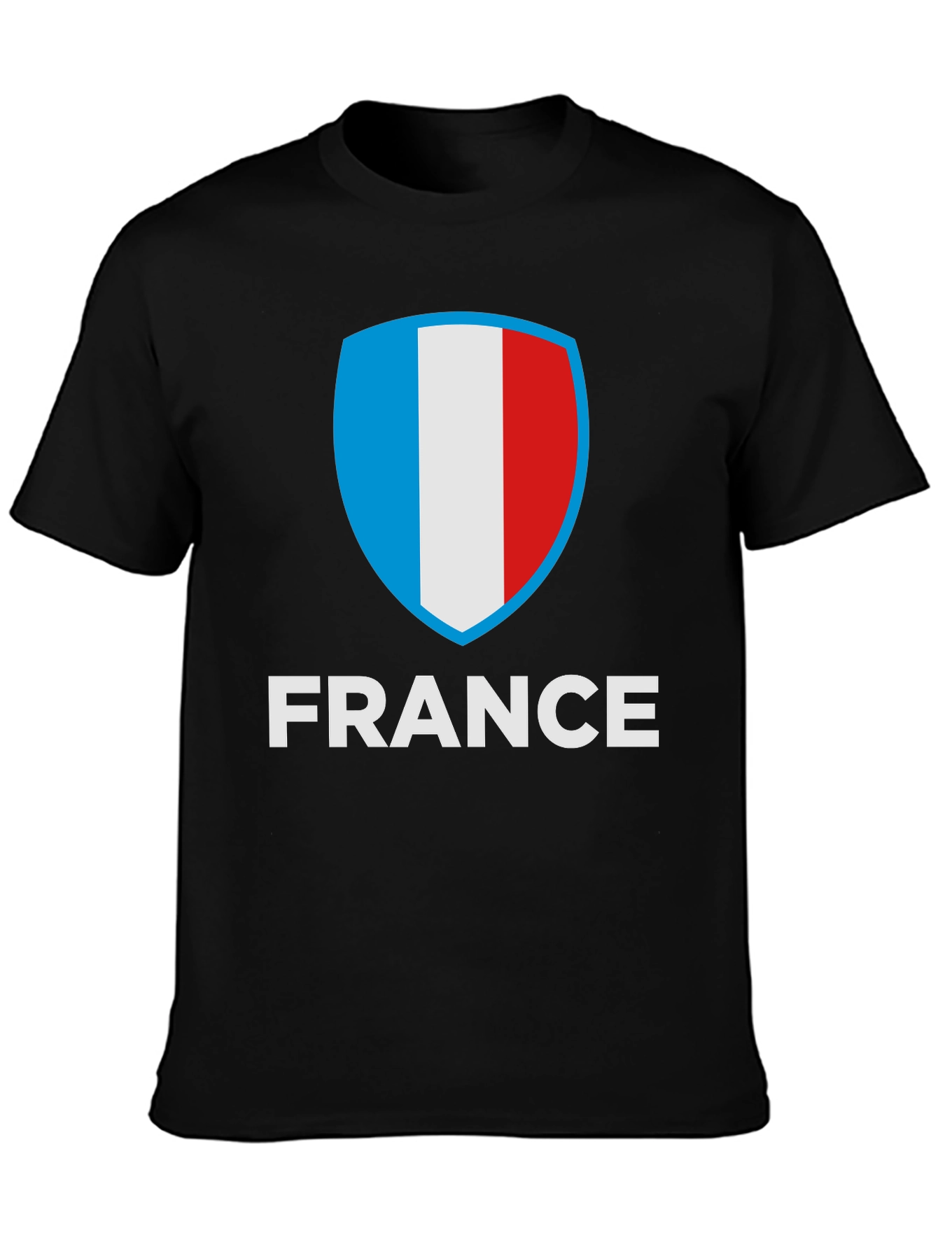 France Flag Shield Graphic Tee - Black Cotton Shirt