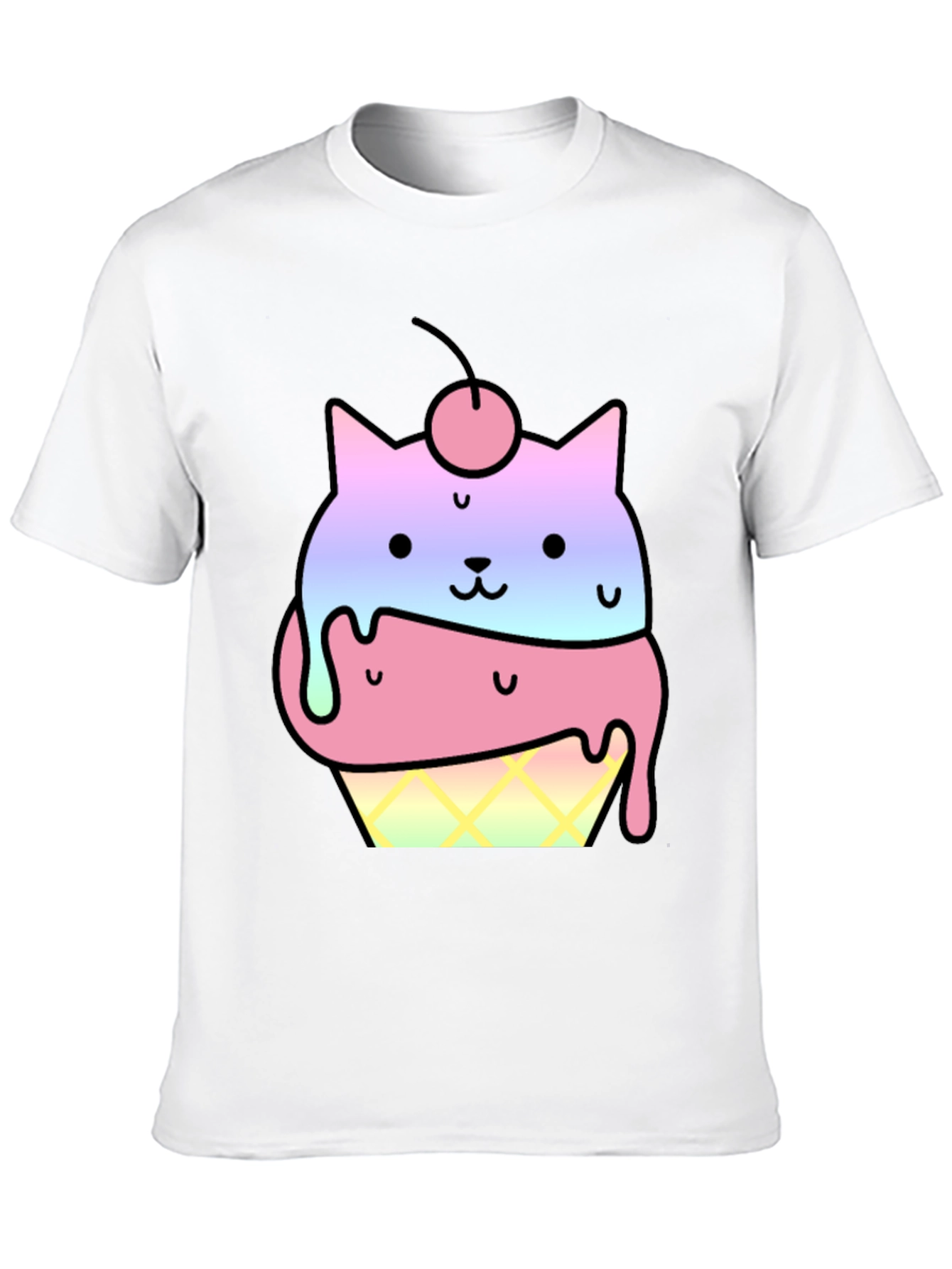 Cute Cat Ice Cream Cone Graphic T-Shirt