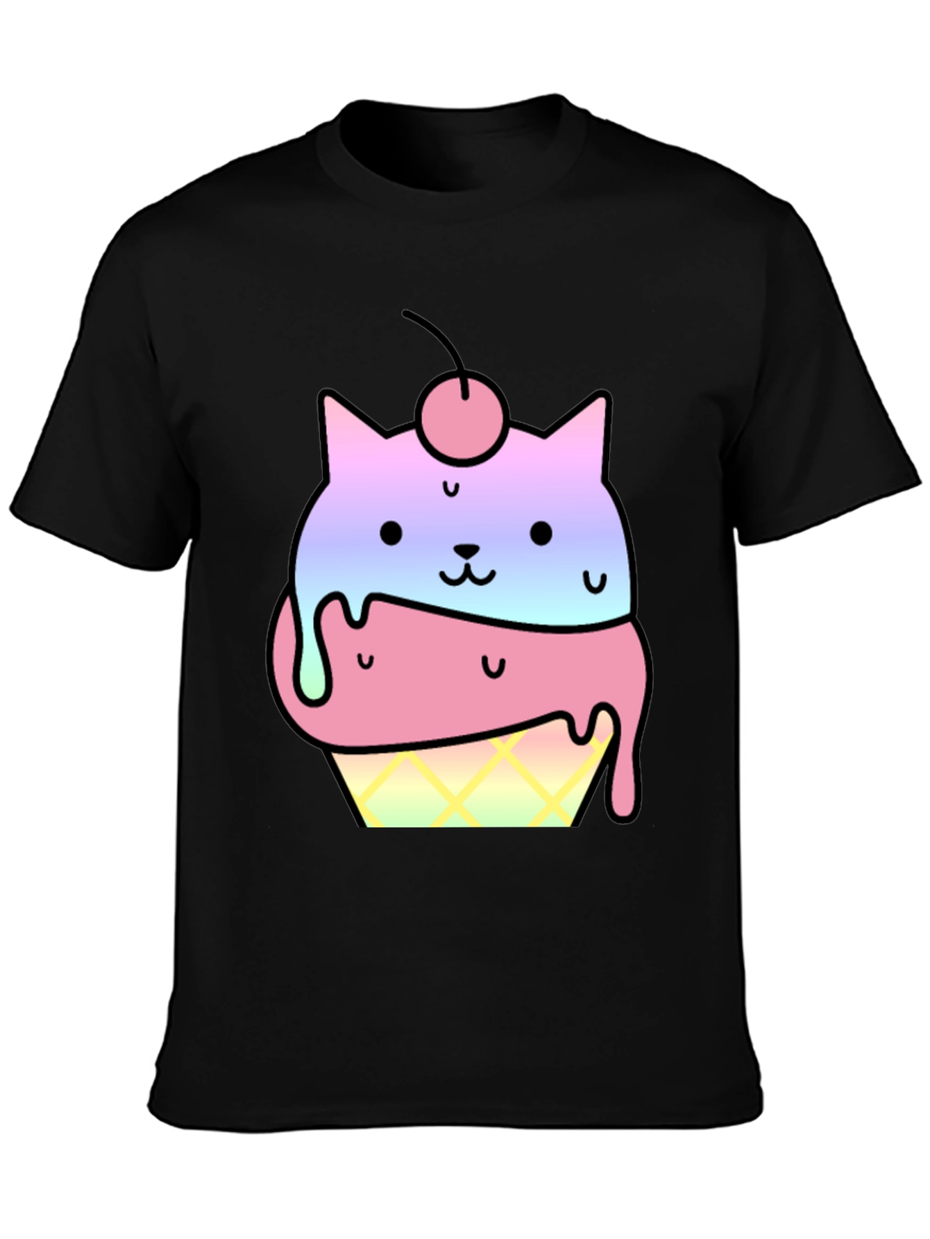 Cute Cat Ice Cream Cone Graphic T-Shirt