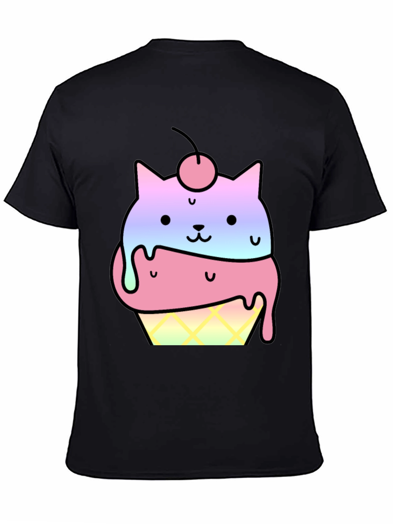 Cute Cat Ice Cream Cone Graphic T-Shirt