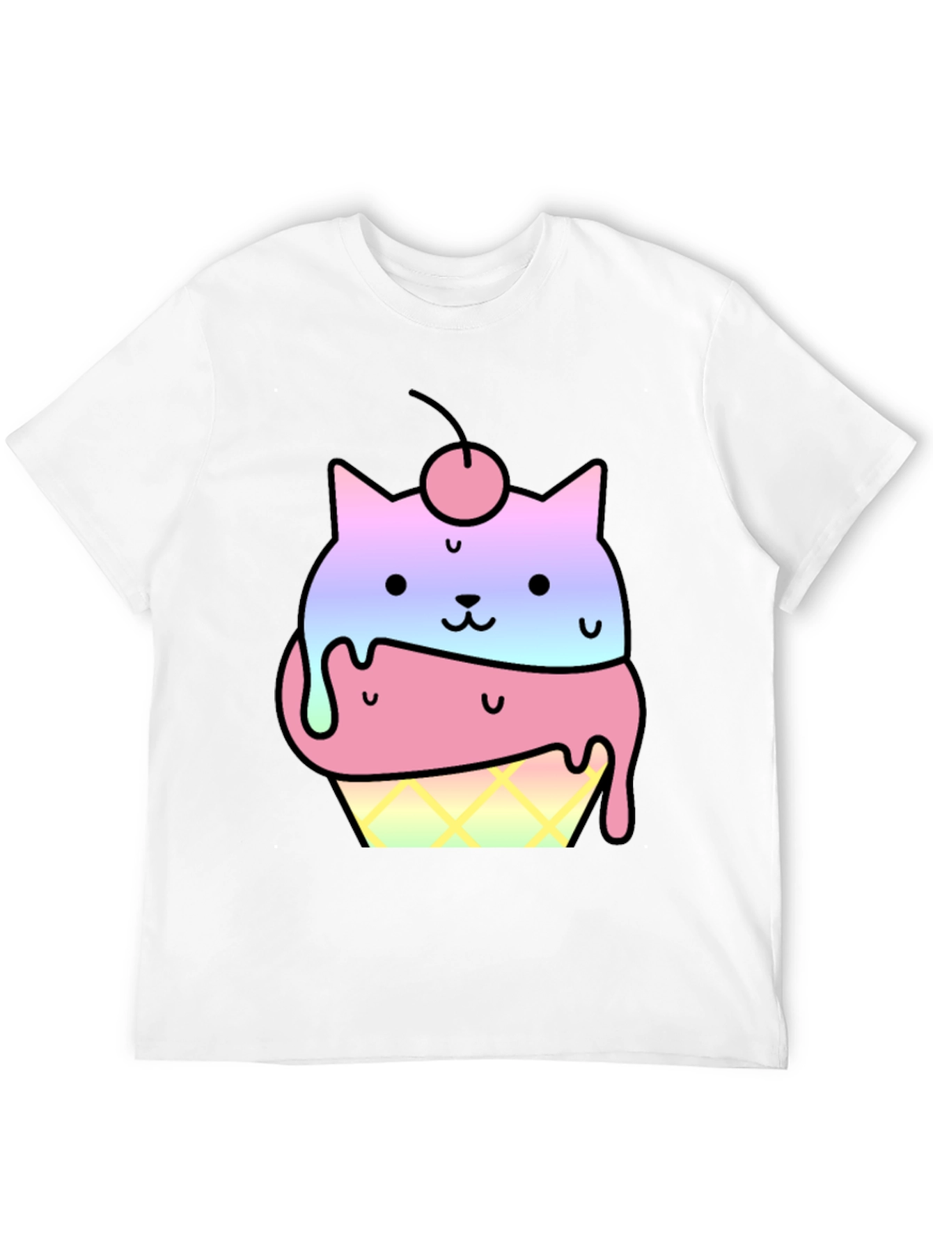 Cute Cat Ice Cream Cone Graphic T-Shirt