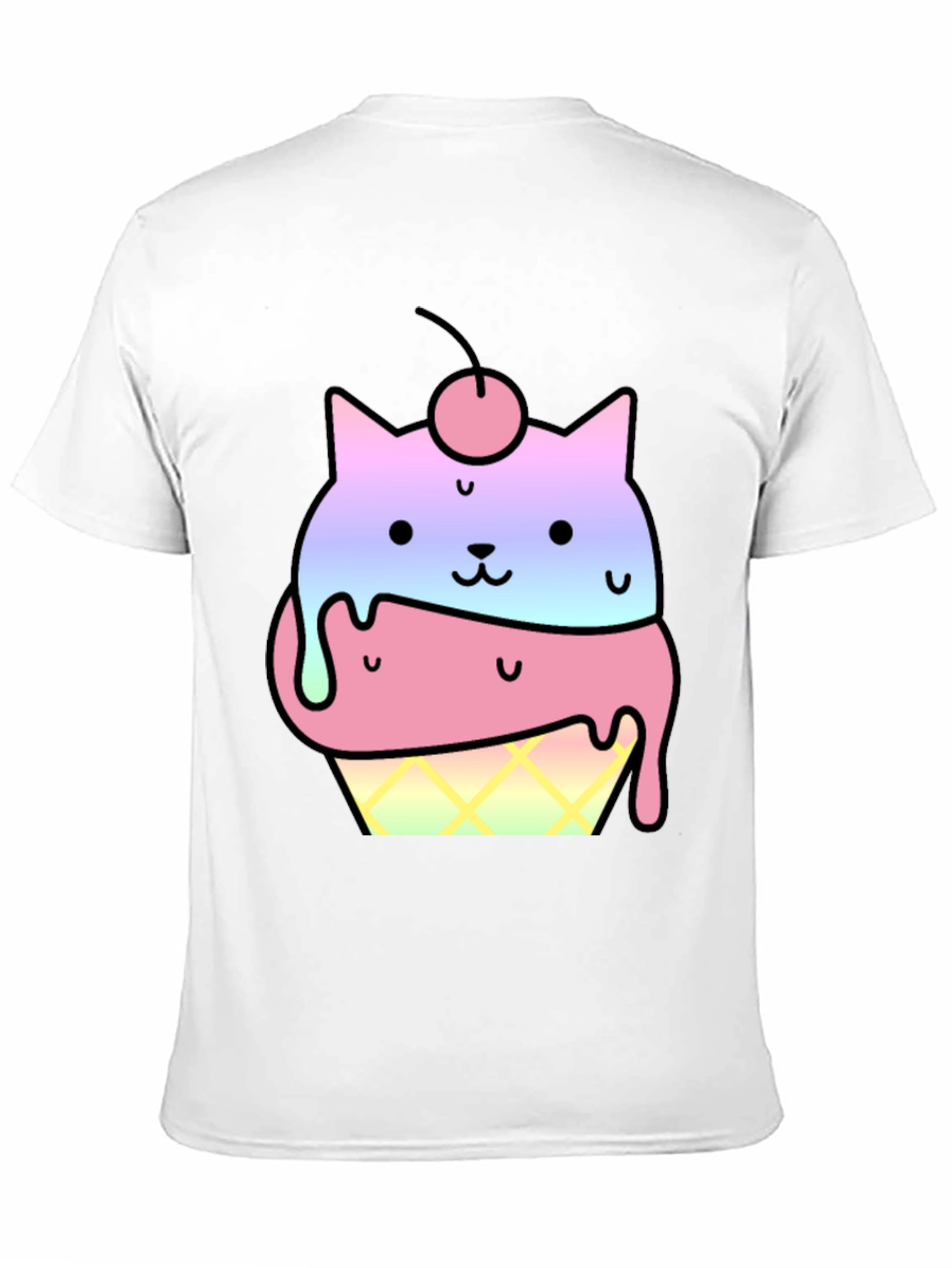 Cute Cat Ice Cream Cone Graphic T-Shirt