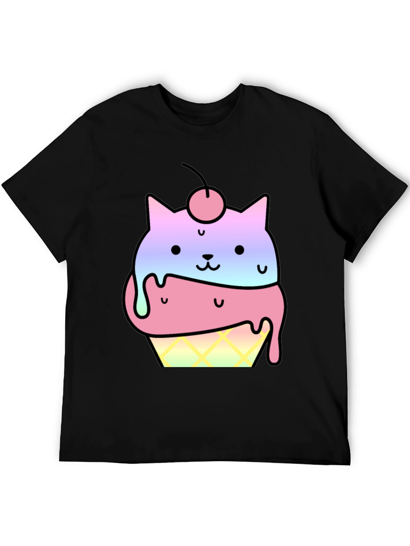Cute Cat Ice Cream Cone Graphic T-Shirt