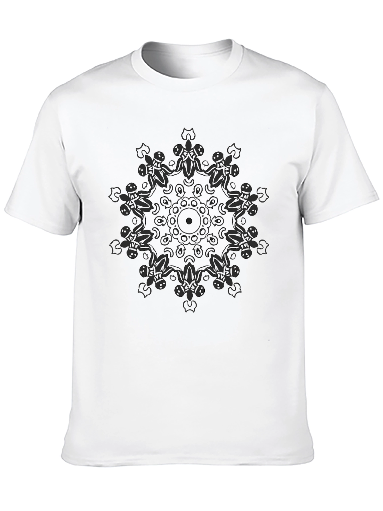 Modern Mandala Graphic Tee - Soft Black Cotton