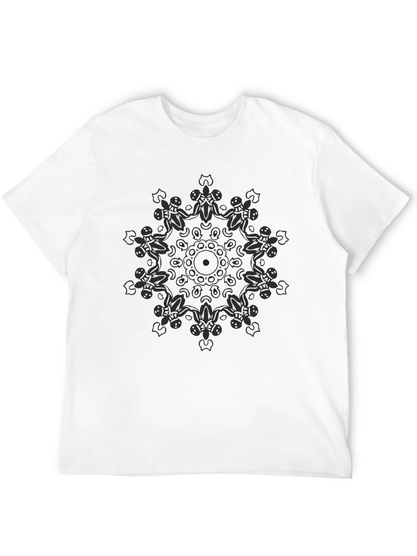 Modern Mandala Graphic Tee - Soft Black Cotton