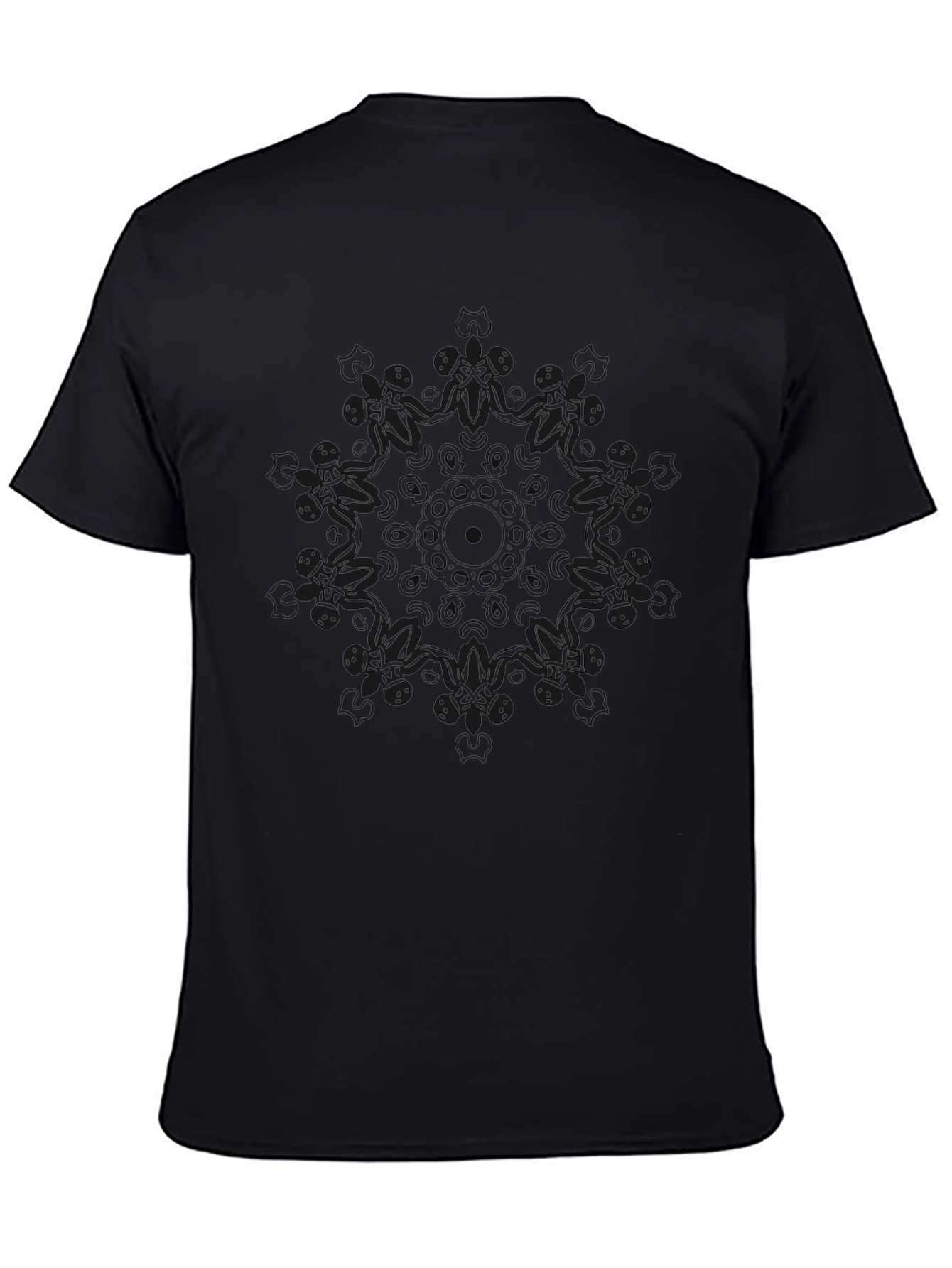 Modern Mandala Graphic Tee - Soft Black Cotton