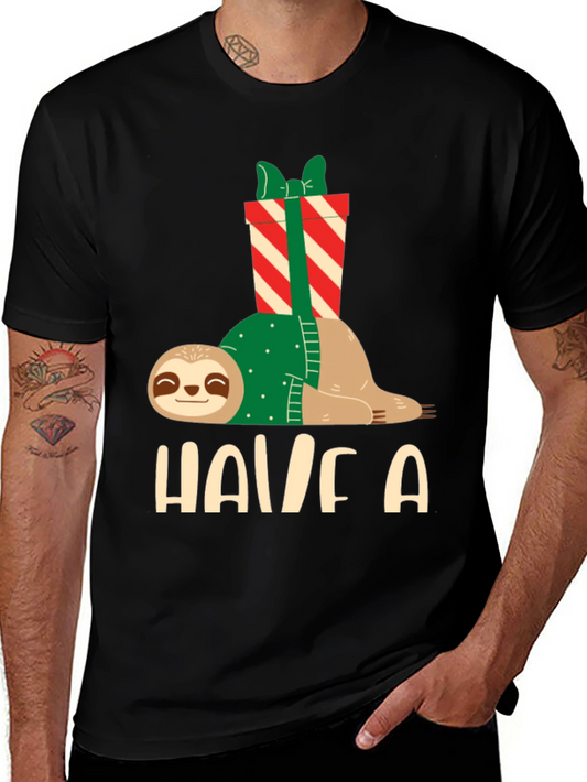 Holiday Sloth T-Shirt - Festive Relaxed Fit