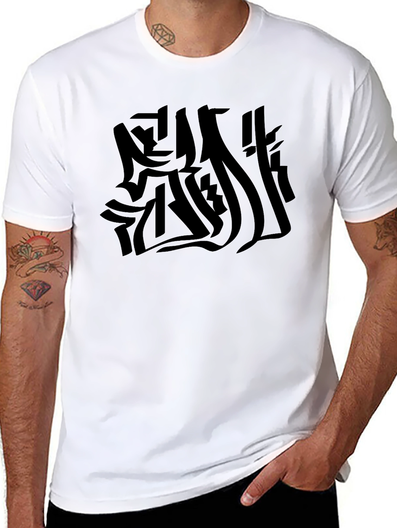 Abstract Graphic Black Tee