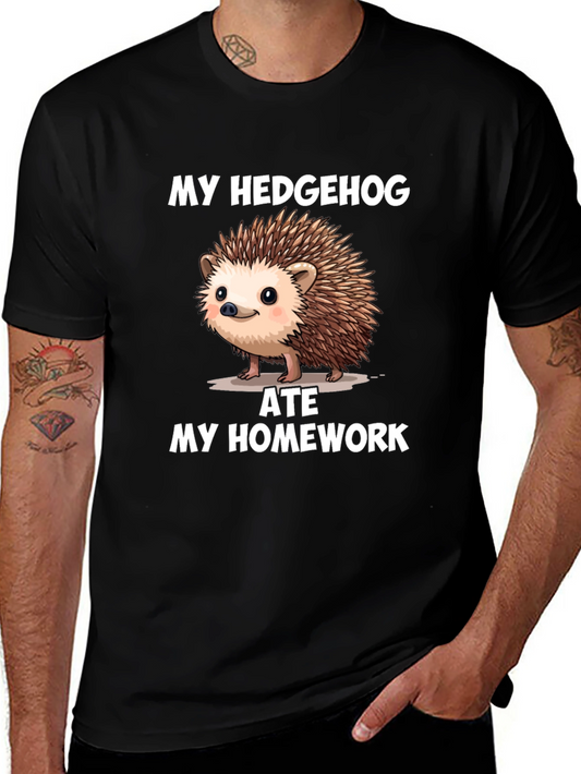 Funny Hedgehog Ate My Homework Graphic T-Shirt