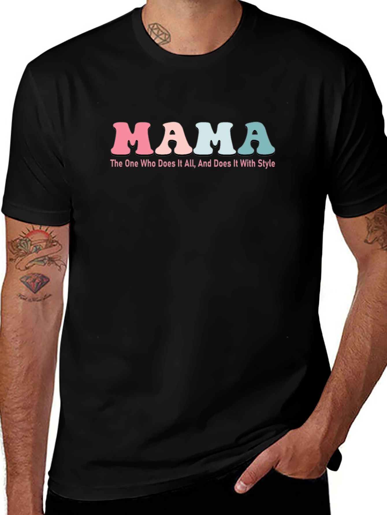 Mama Does It All Black Graphic Tee