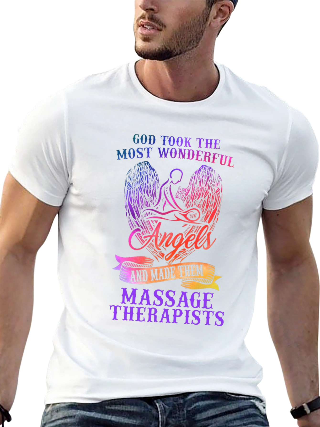 Massage Therapist Angel Wings Graphic T-Shirt
