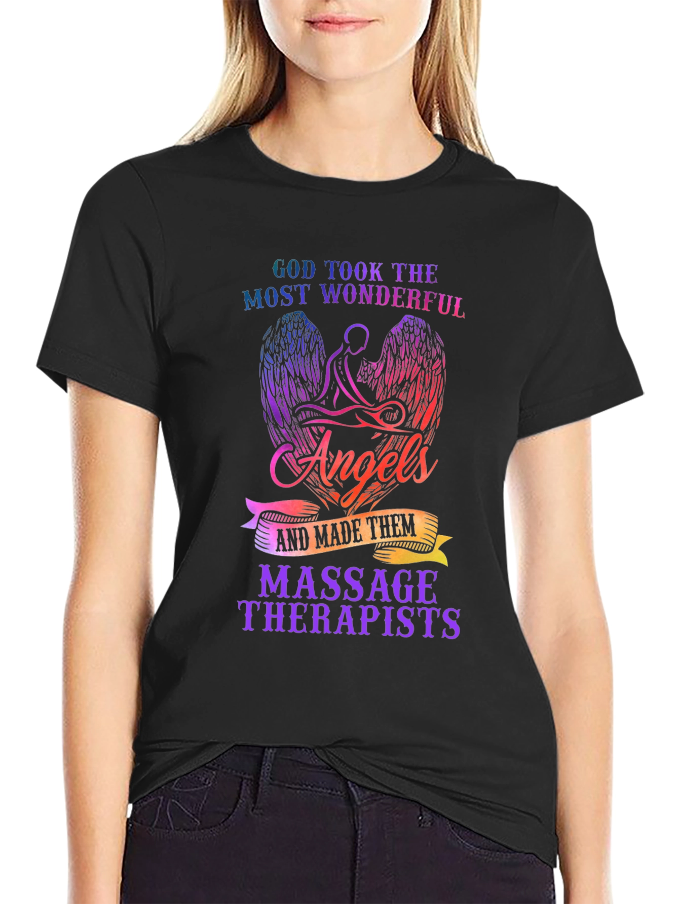 Massage Therapist Angel Wings Graphic T-Shirt