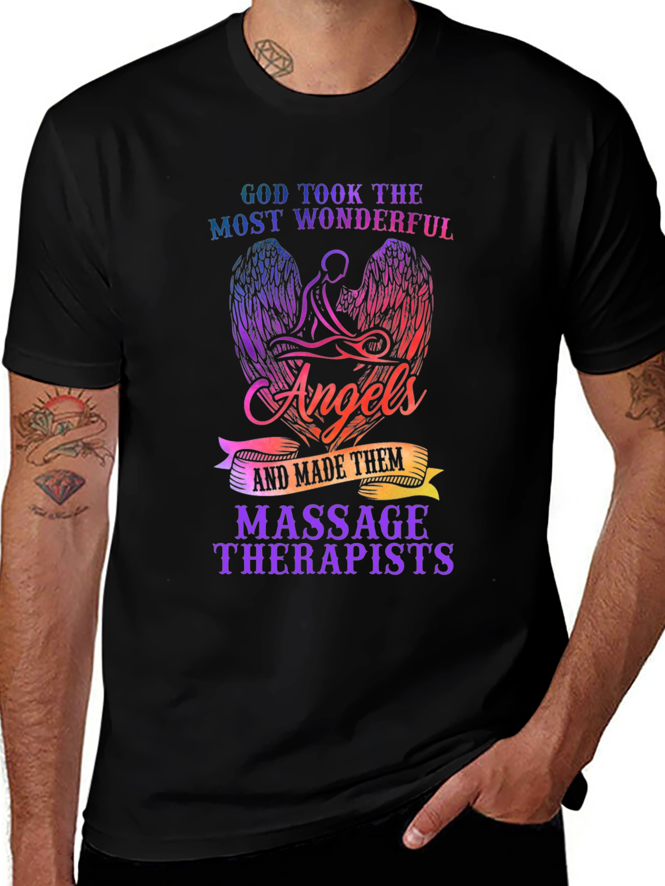 Massage Therapist Angel Wings Graphic T-Shirt