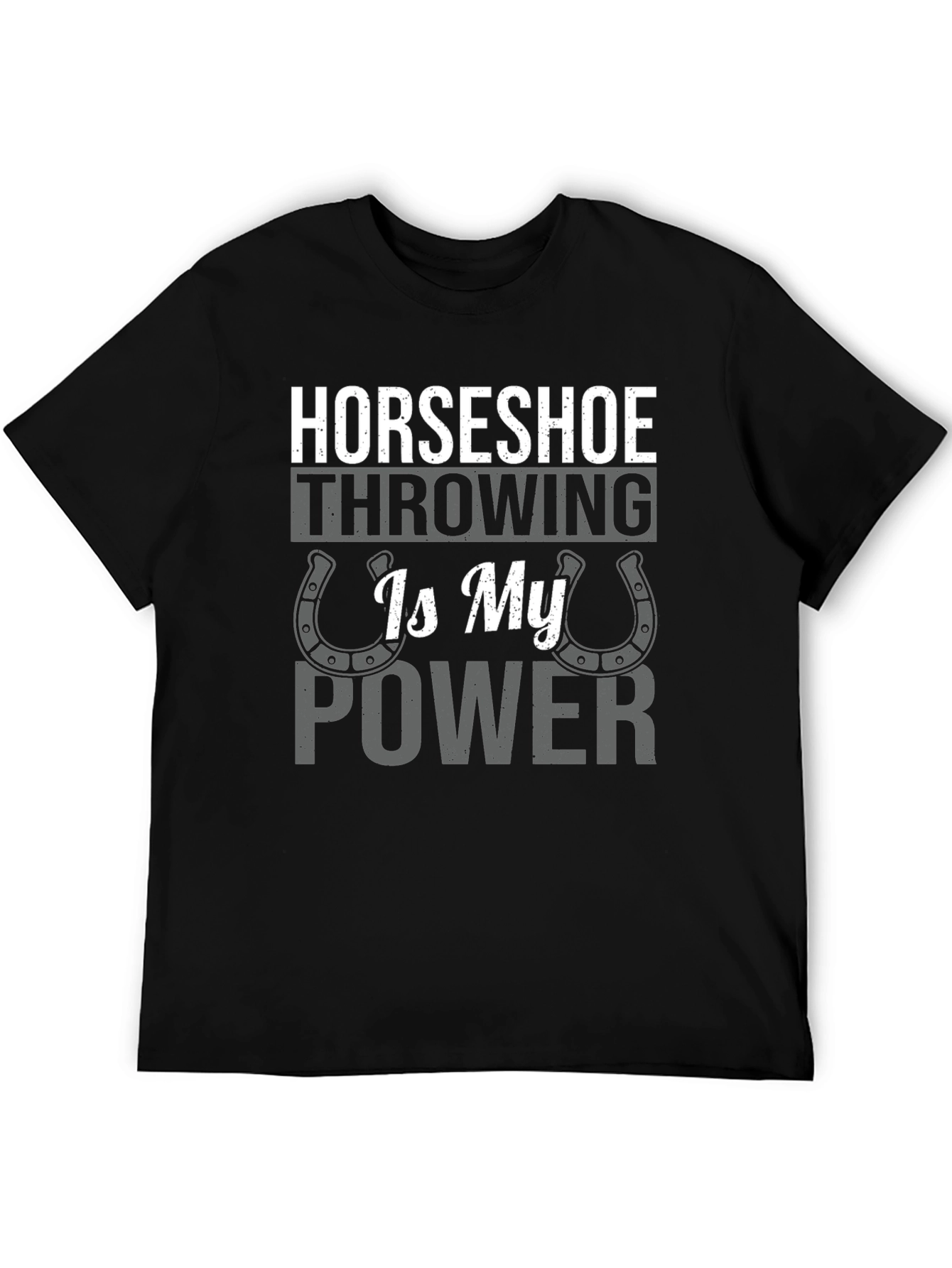 Horseshoe Throwing is My Power Black Graphic T-Shirt
