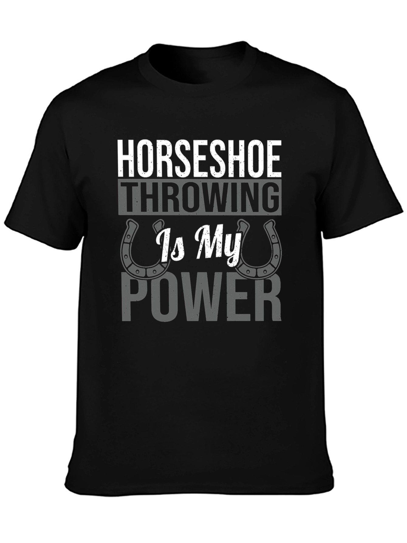 Horseshoe Throwing is My Power Black Graphic T-Shirt