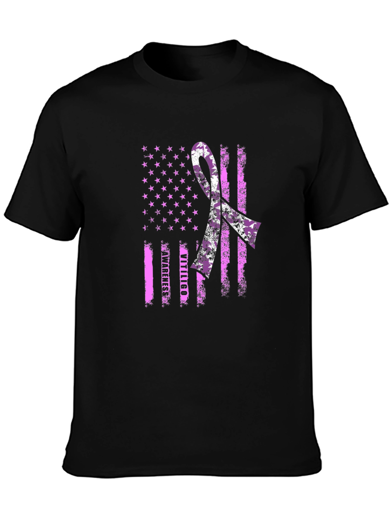 Vitiligo Awareness T-Shirt - American Flag Design