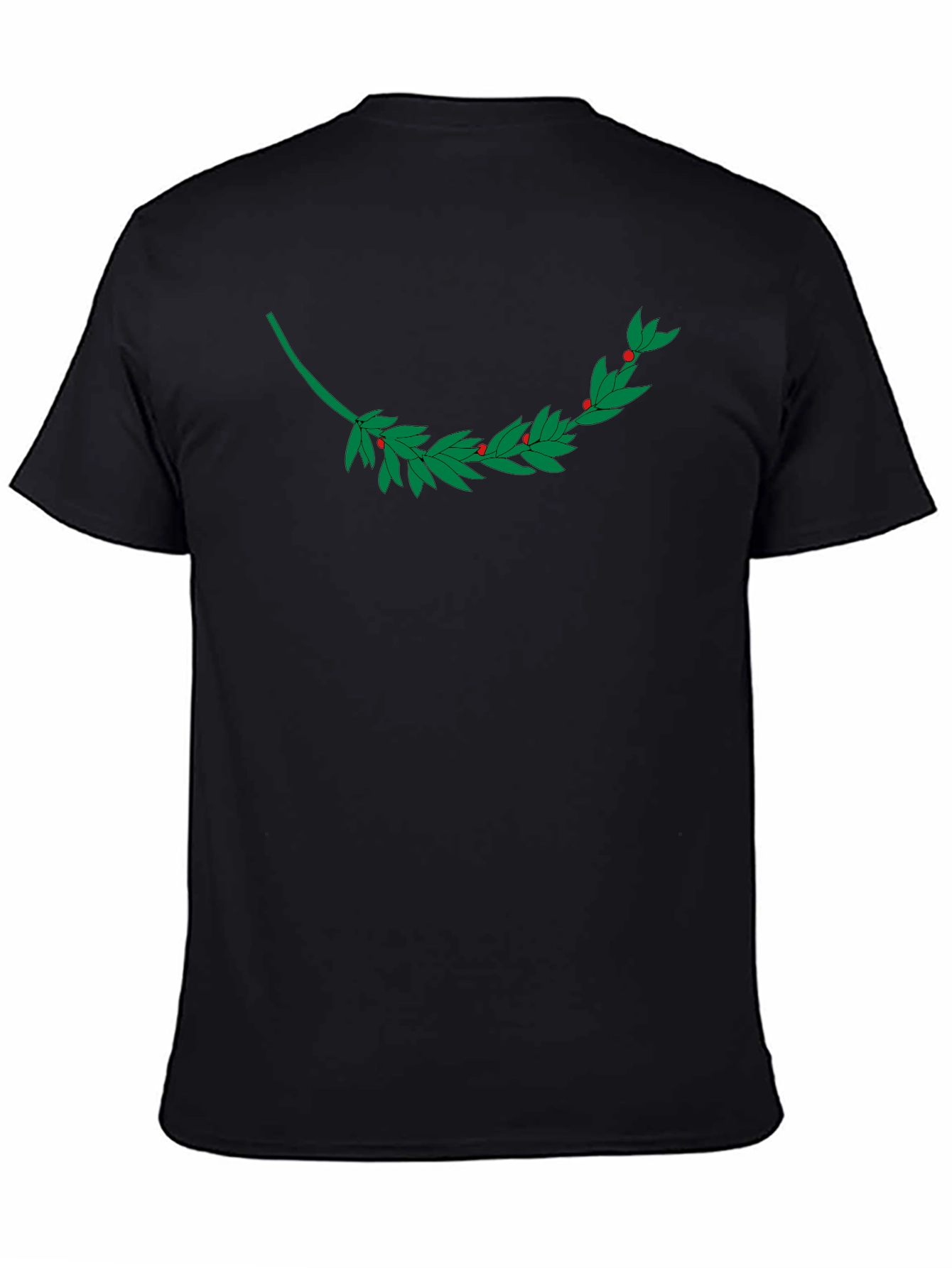Black T-Shirt with Laurel Branch Design